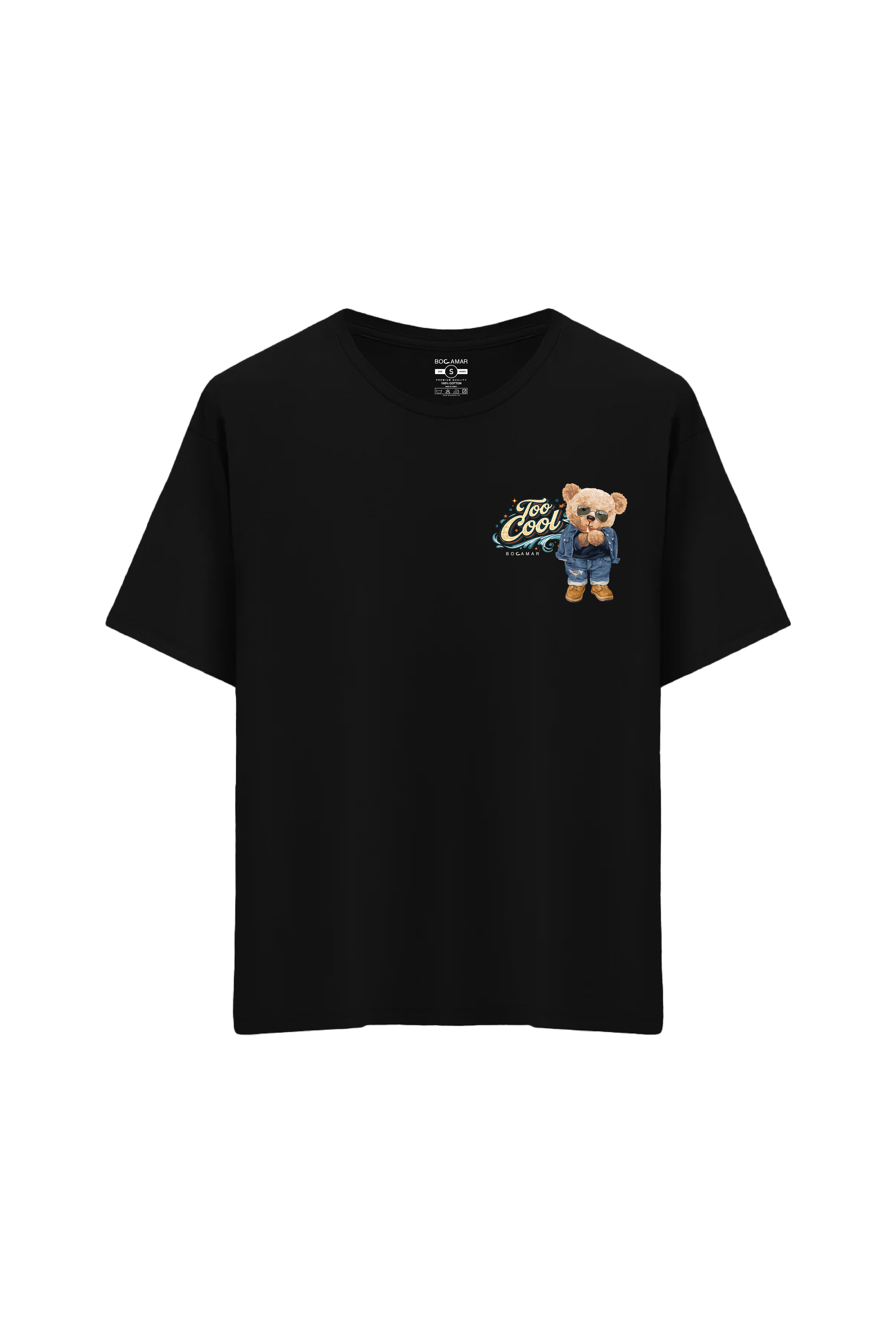Oversize Unisex Bisiklet Yaka T-Shirt - SİYAH