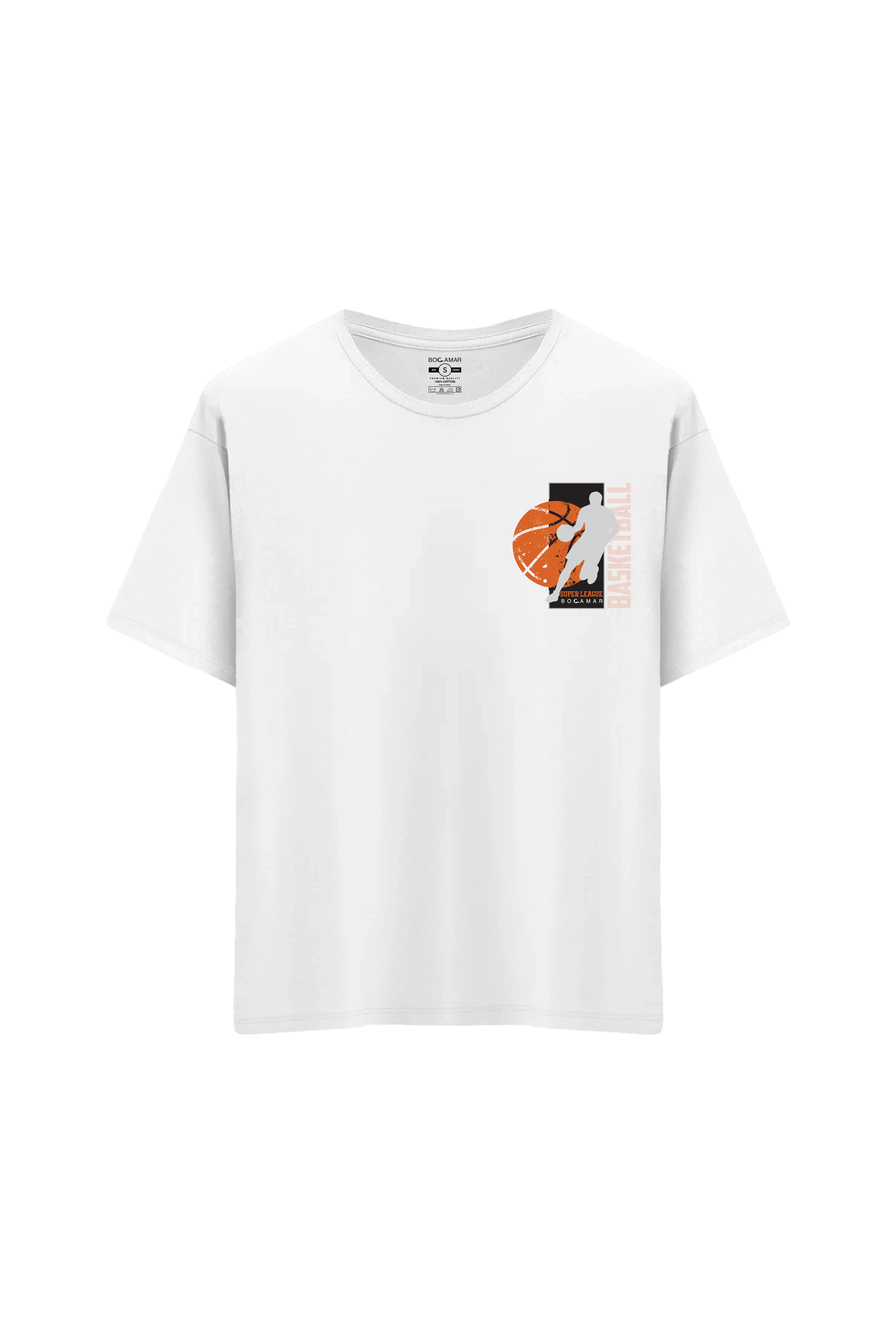 Oversize Unisex Bisiklet Yaka T-Shirt - BEYAZ
