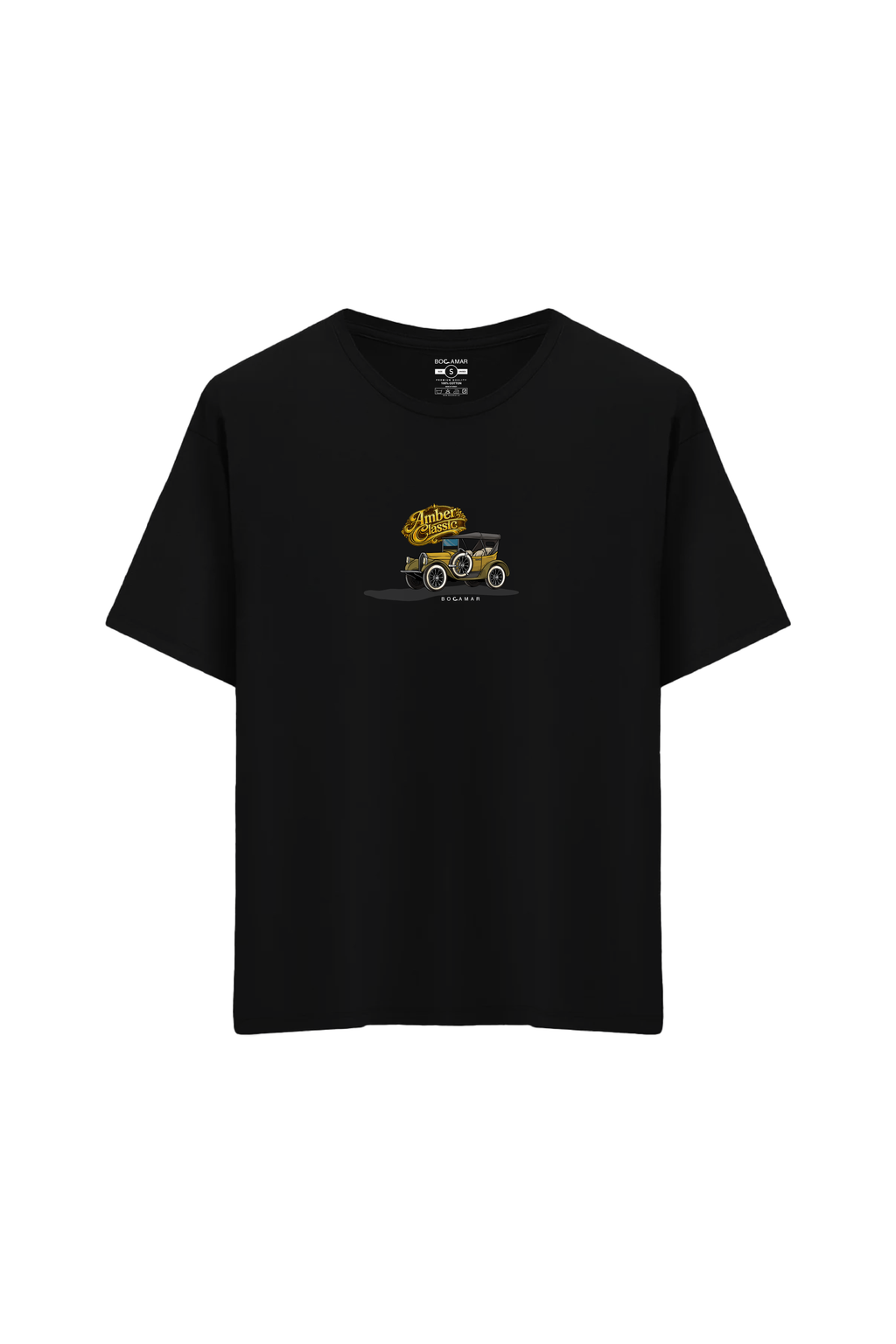 Klasik Araba Baskılı Oversize Unisex Bisiklet Yaka T-Shirt - No.6