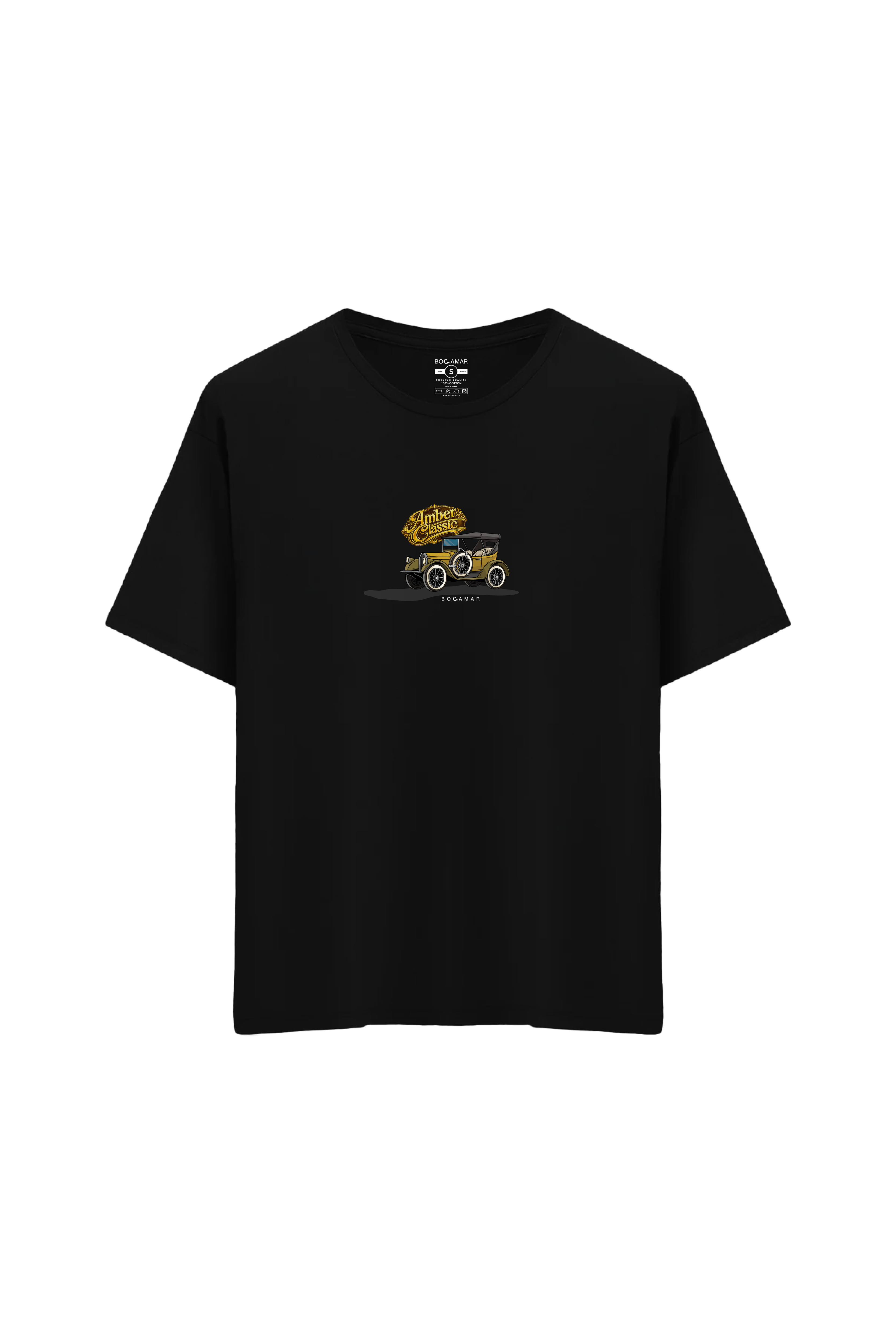 Klasik Araba Baskılı Oversize Unisex Bisiklet Yaka T-Shirt - No.6