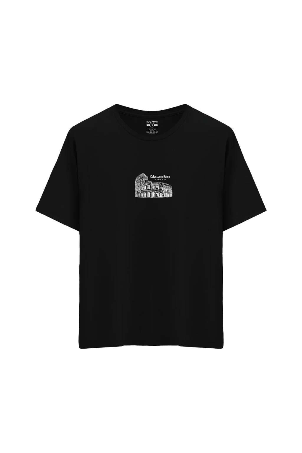 Roma Kolezyumu Baskılı Oversize Unisex Bisiklet Yaka T-Shirt