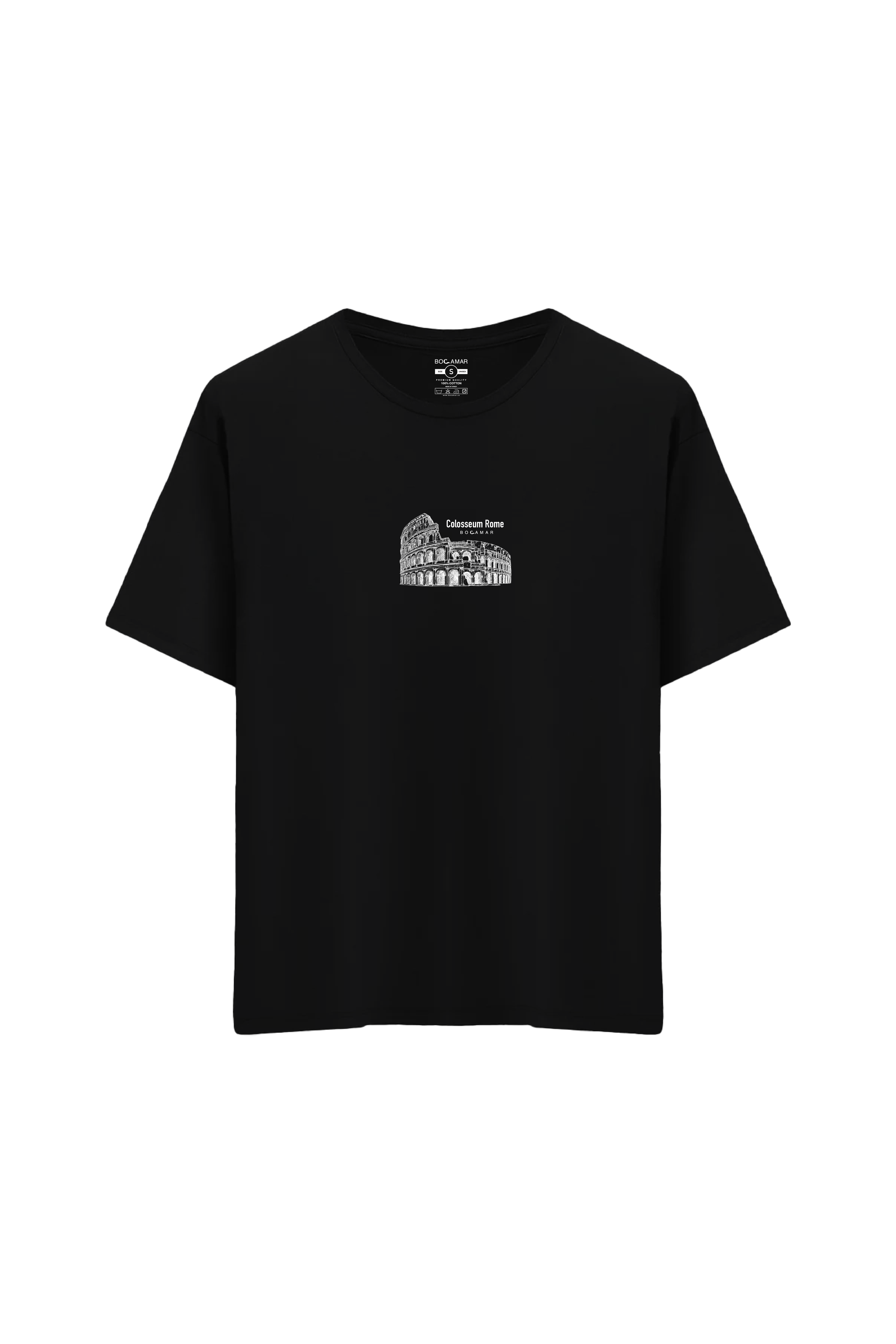 Roma Kolezyumu Baskılı Oversize Unisex Bisiklet Yaka T-Shirt