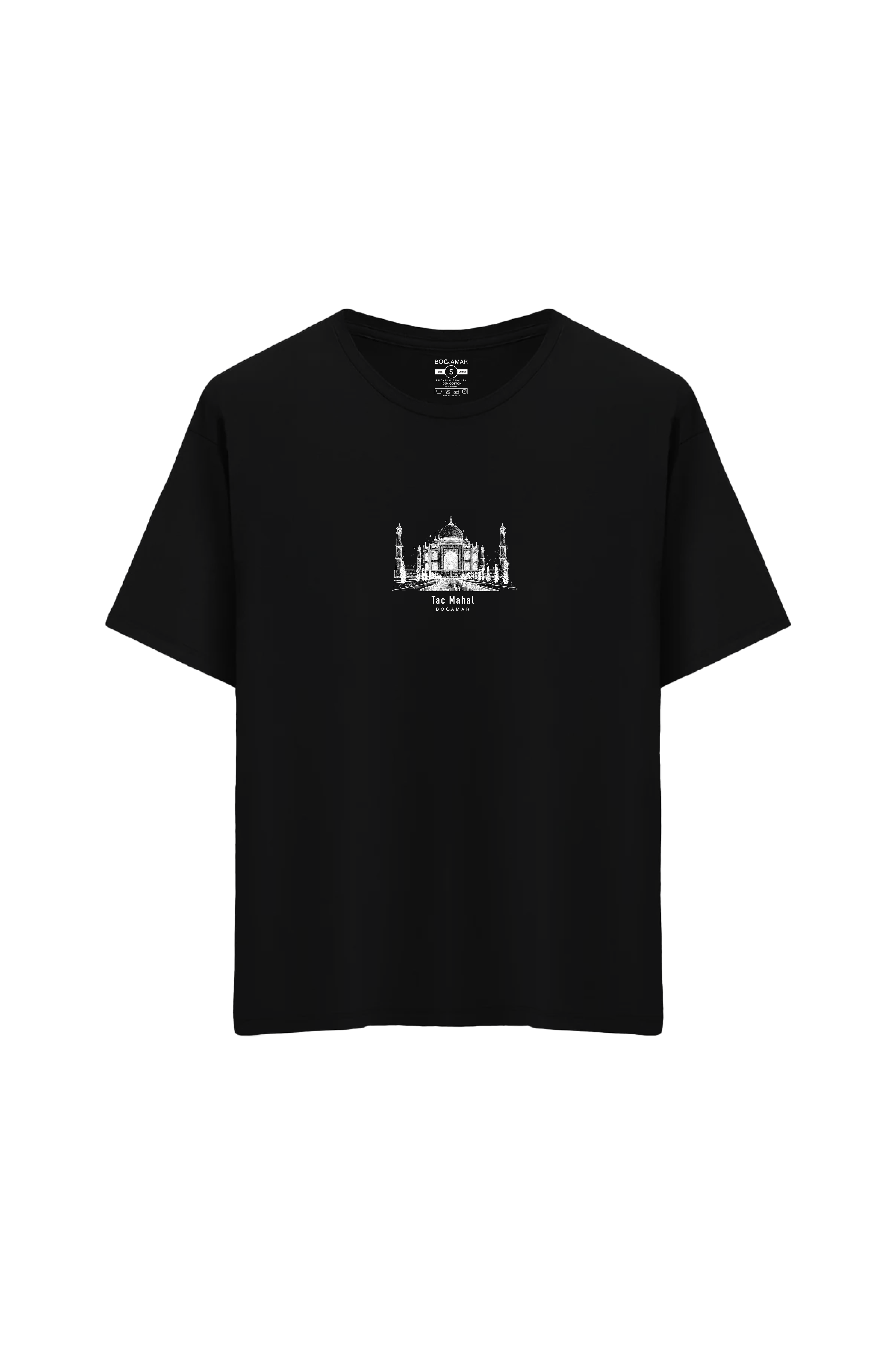 Tac Mahal Baskılı Oversize Unisex Bisiklet Yaka T-Shirt