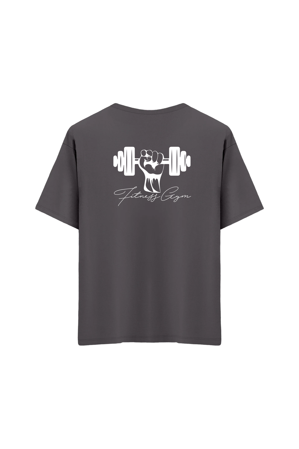 Oversize Unisex Bisiklet Yaka T-Shirt - ANTRASİT