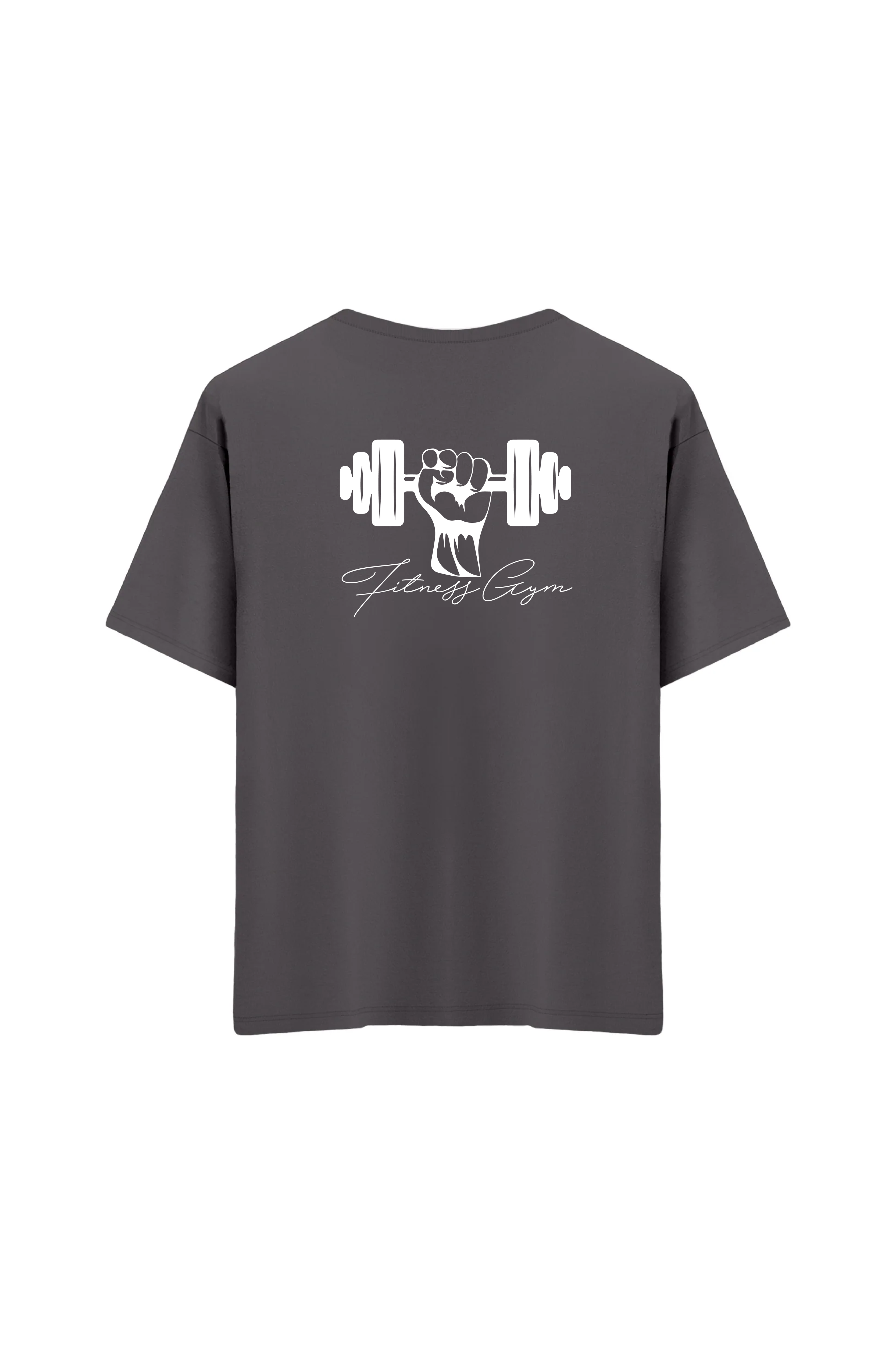 Oversize Unisex Bisiklet Yaka T-Shirt - ANTRASİT