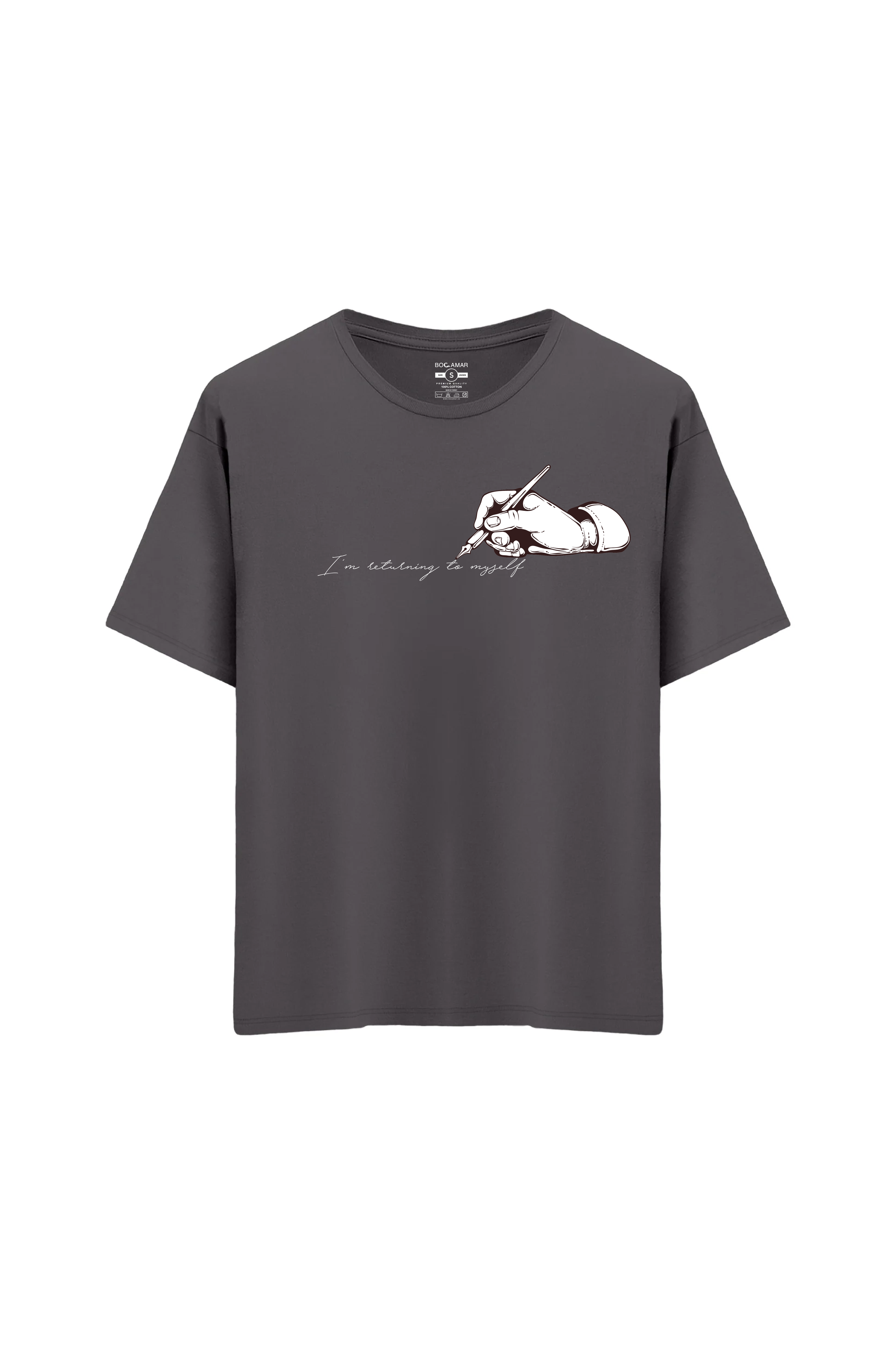 Oversize Unisex Bisiklet Yaka T-Shirt - ANTRASİT