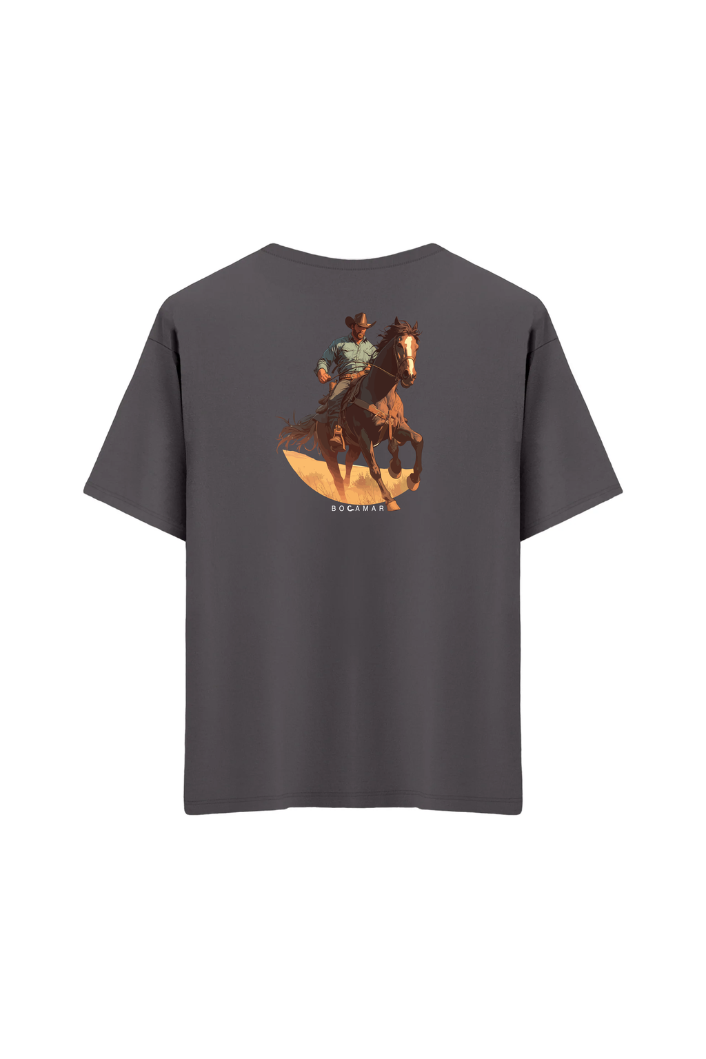 Oversize Unisex Bisiklet Yaka T-Shirt - ANTRASİT