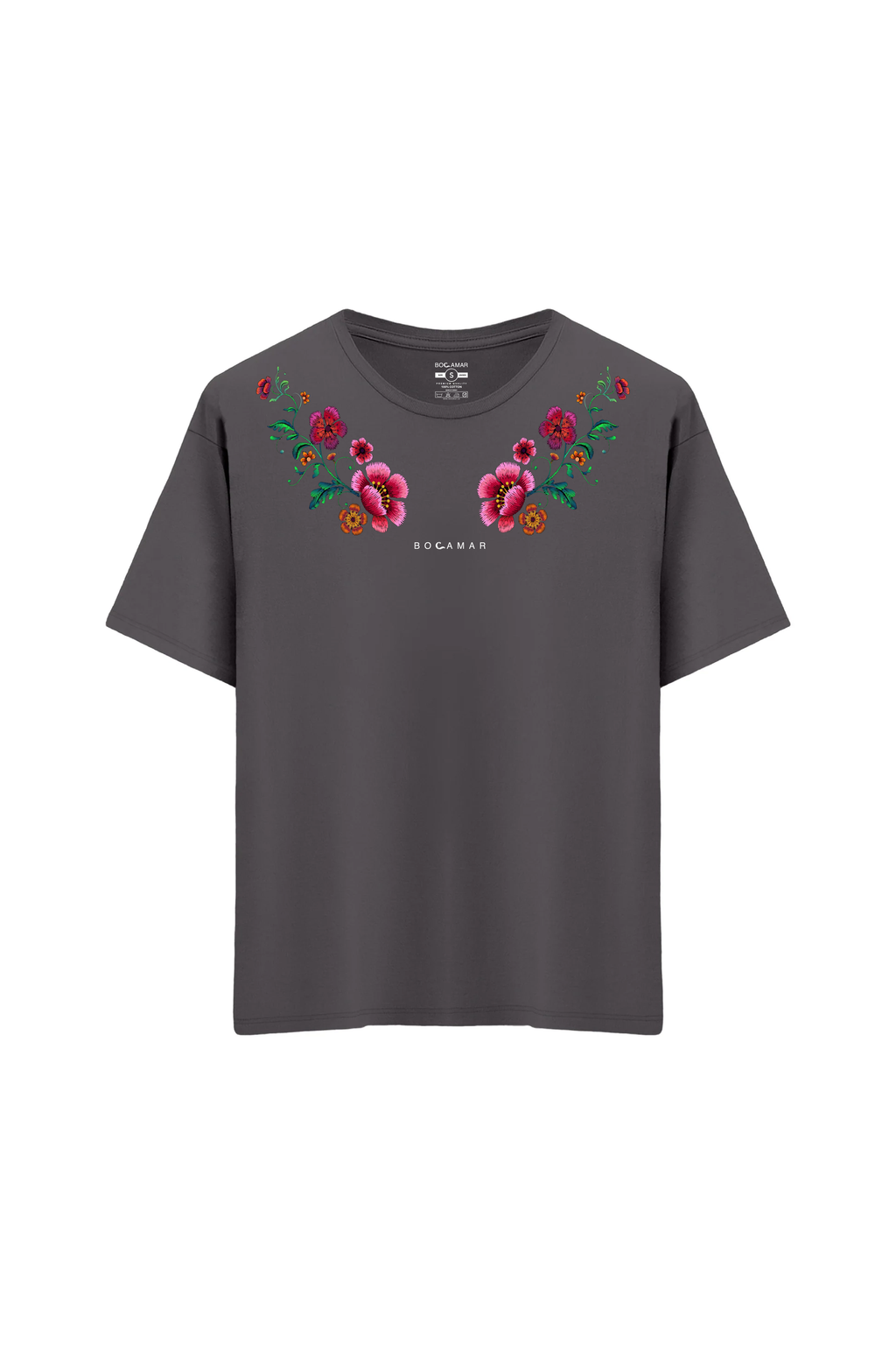Oversize Unisex Bisiklet Yaka T-Shirt - ANTRASİT
