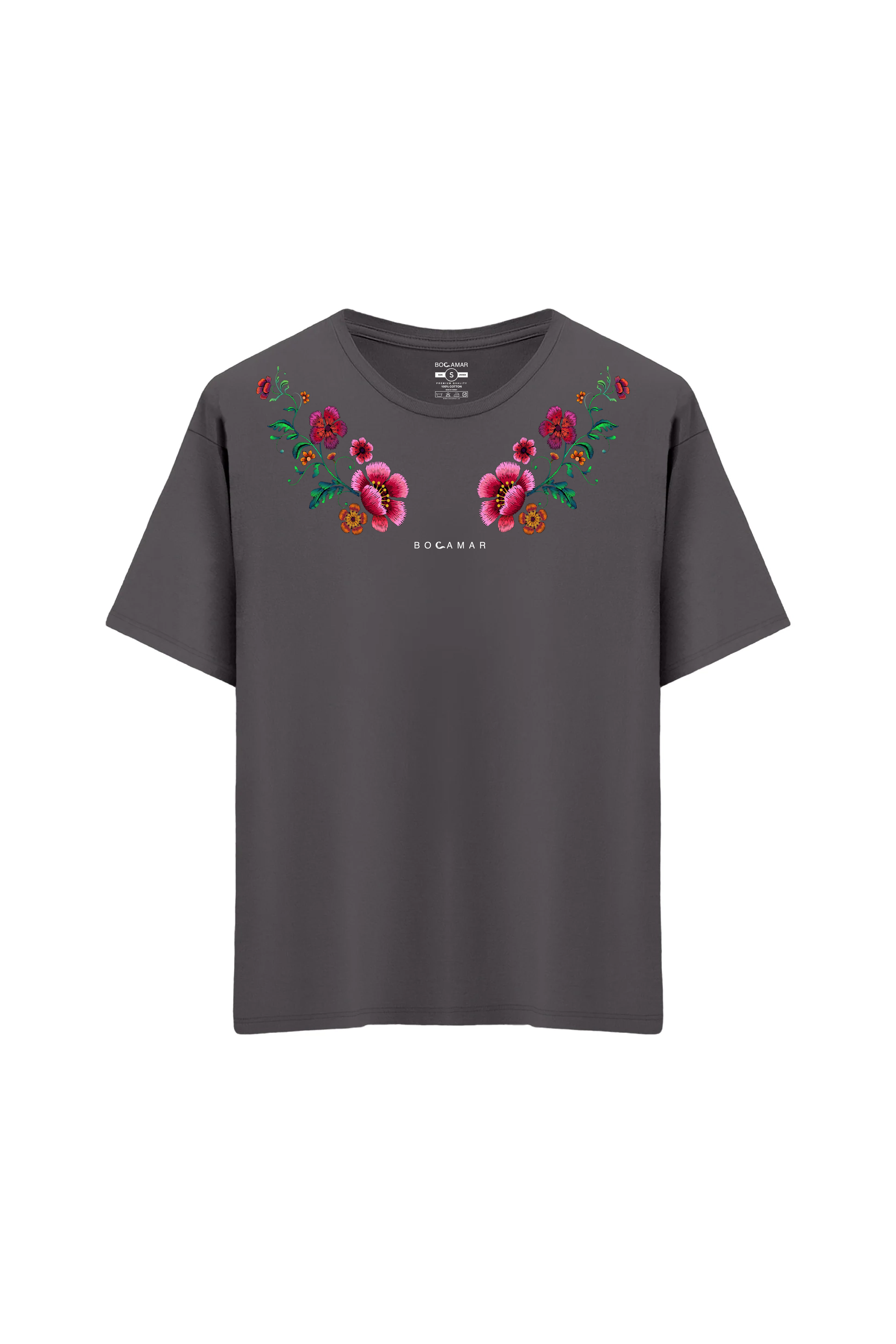 Oversize Unisex Bisiklet Yaka T-Shirt - ANTRASİT
