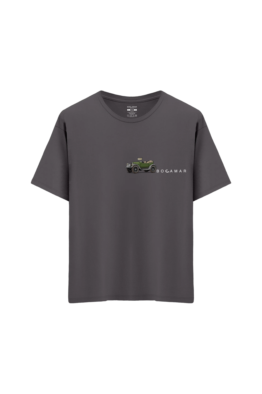 Oversize Unisex Bisiklet Yaka T-Shirt - ANTRASİT