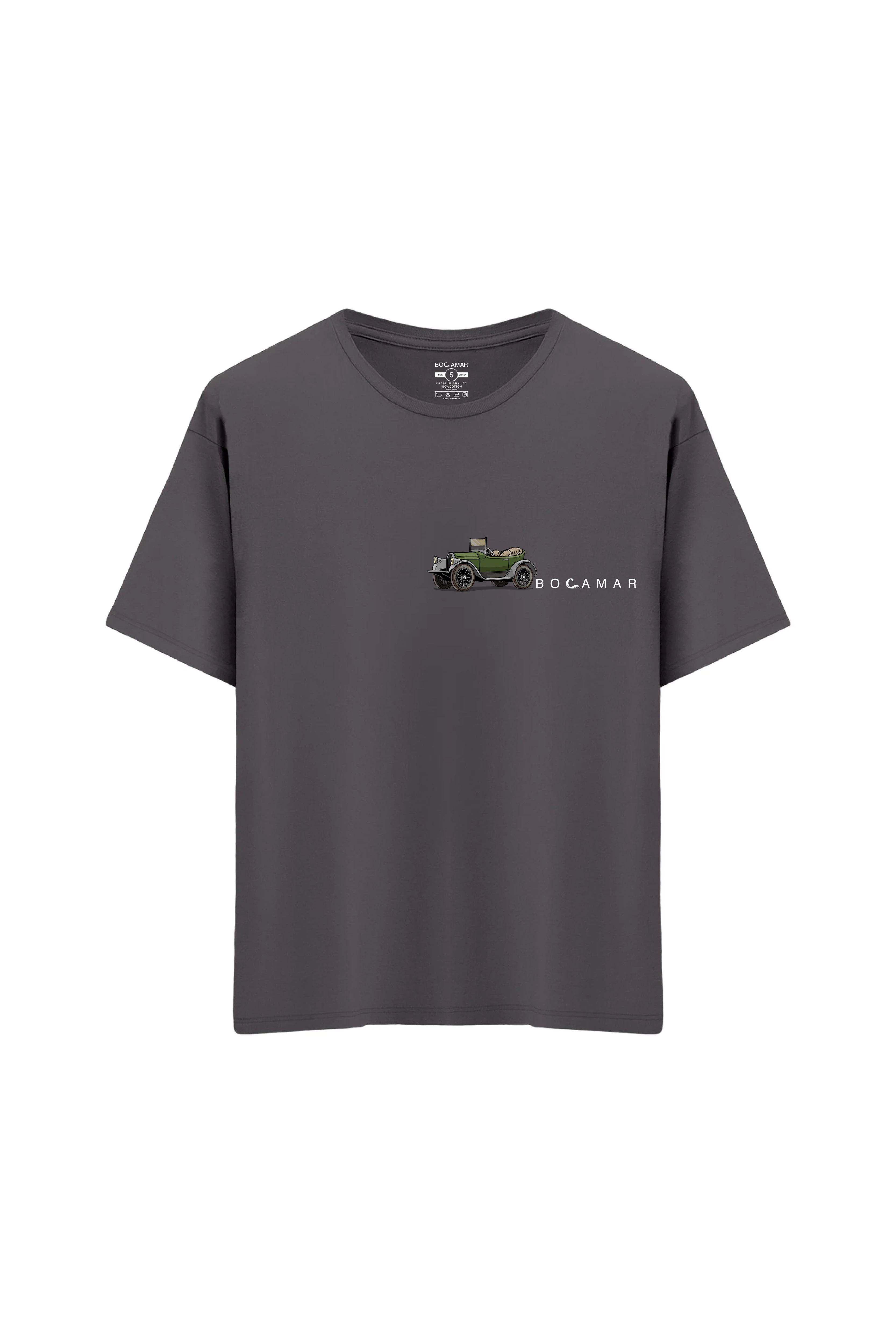 Oversize Unisex Bisiklet Yaka T-Shirt - ANTRASİT