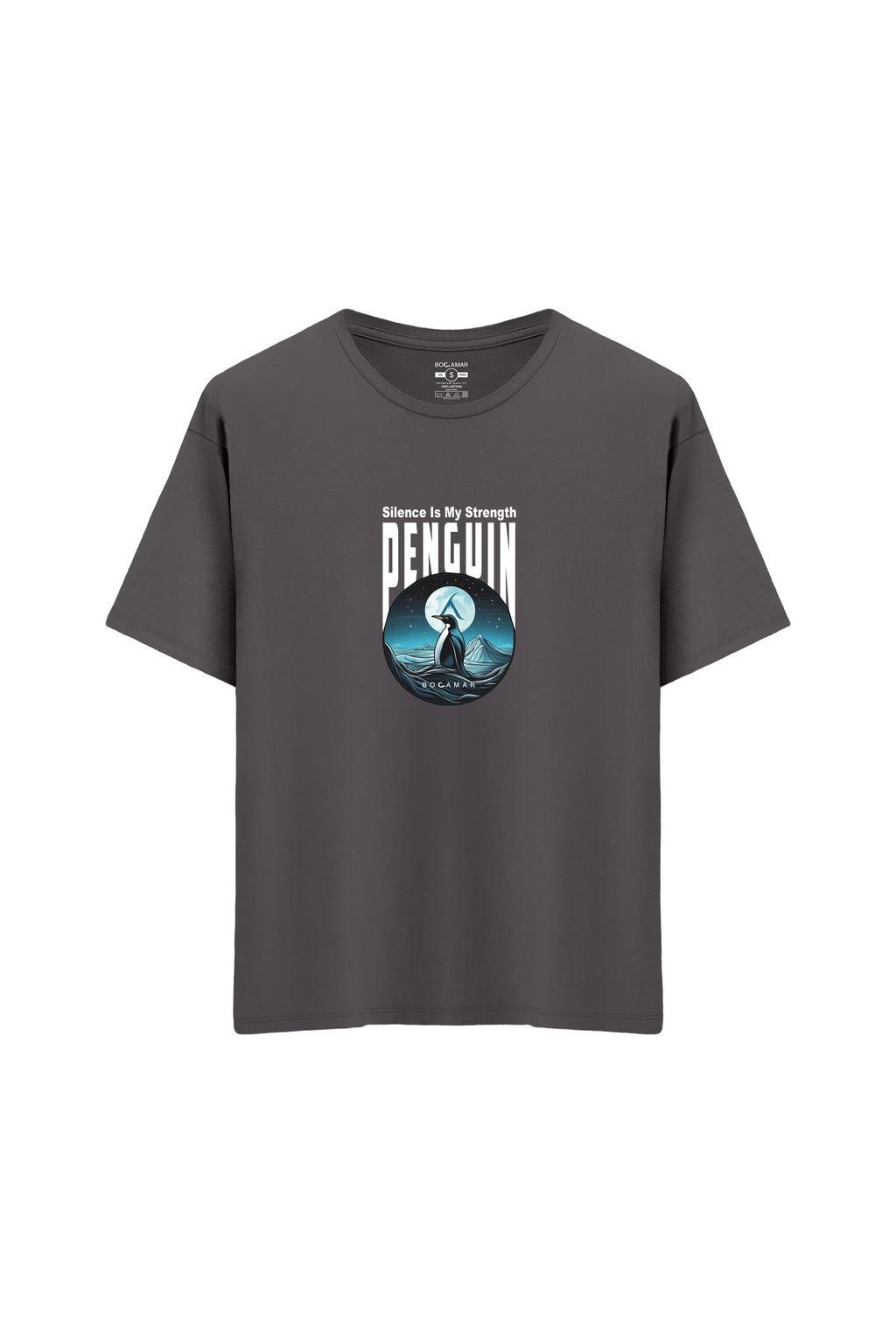 Oversize Unisex Bisiklet Yaka T-Shirt - ANTRASİT