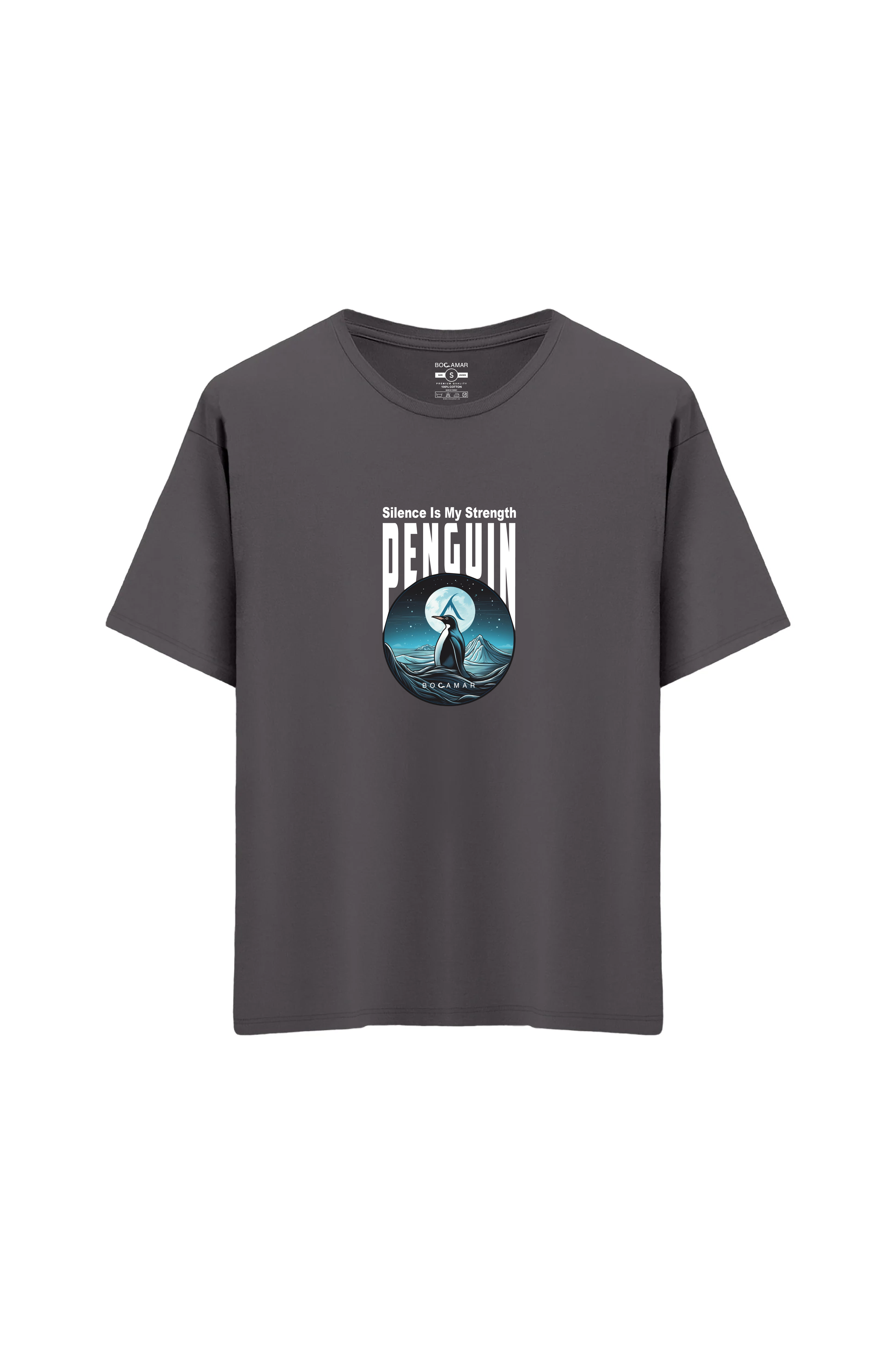 Oversize Unisex Bisiklet Yaka T-Shirt - ANTRASİT