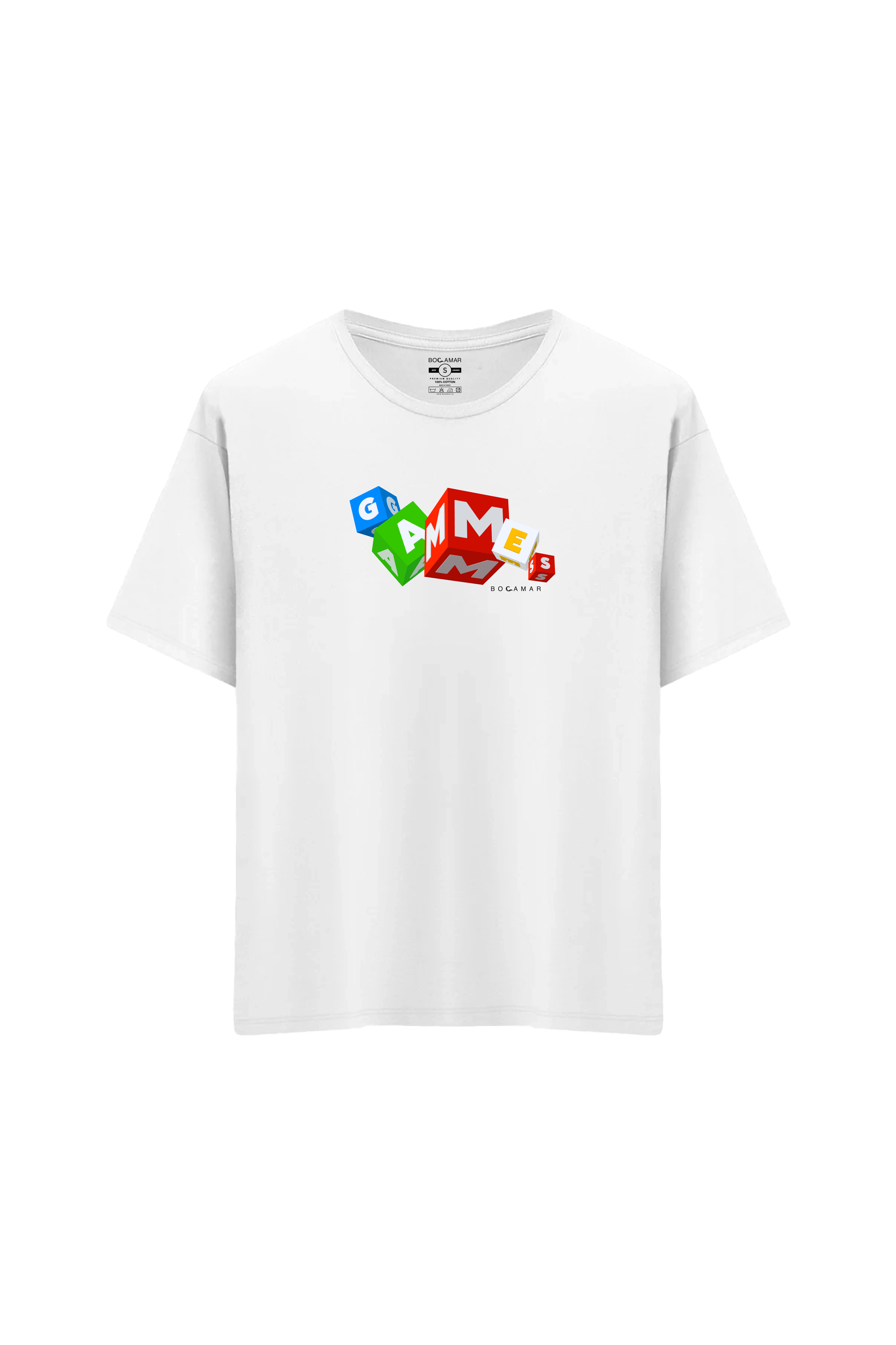 Oversize Unisex Bisiklet Yaka T-Shirt - BEYAZ