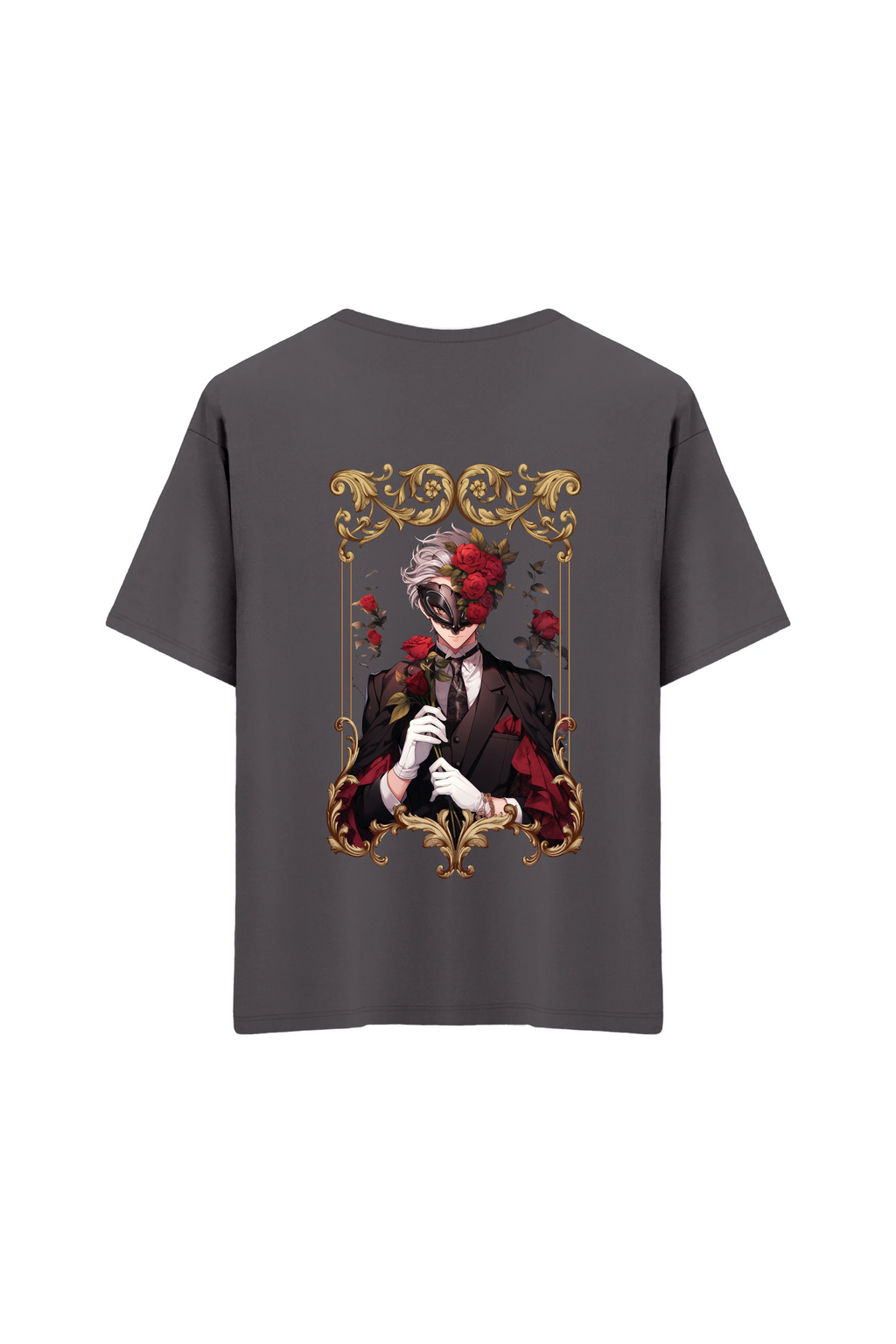 Oversize Unisex Bisiklet Yaka T-Shirt - ANTRASİT