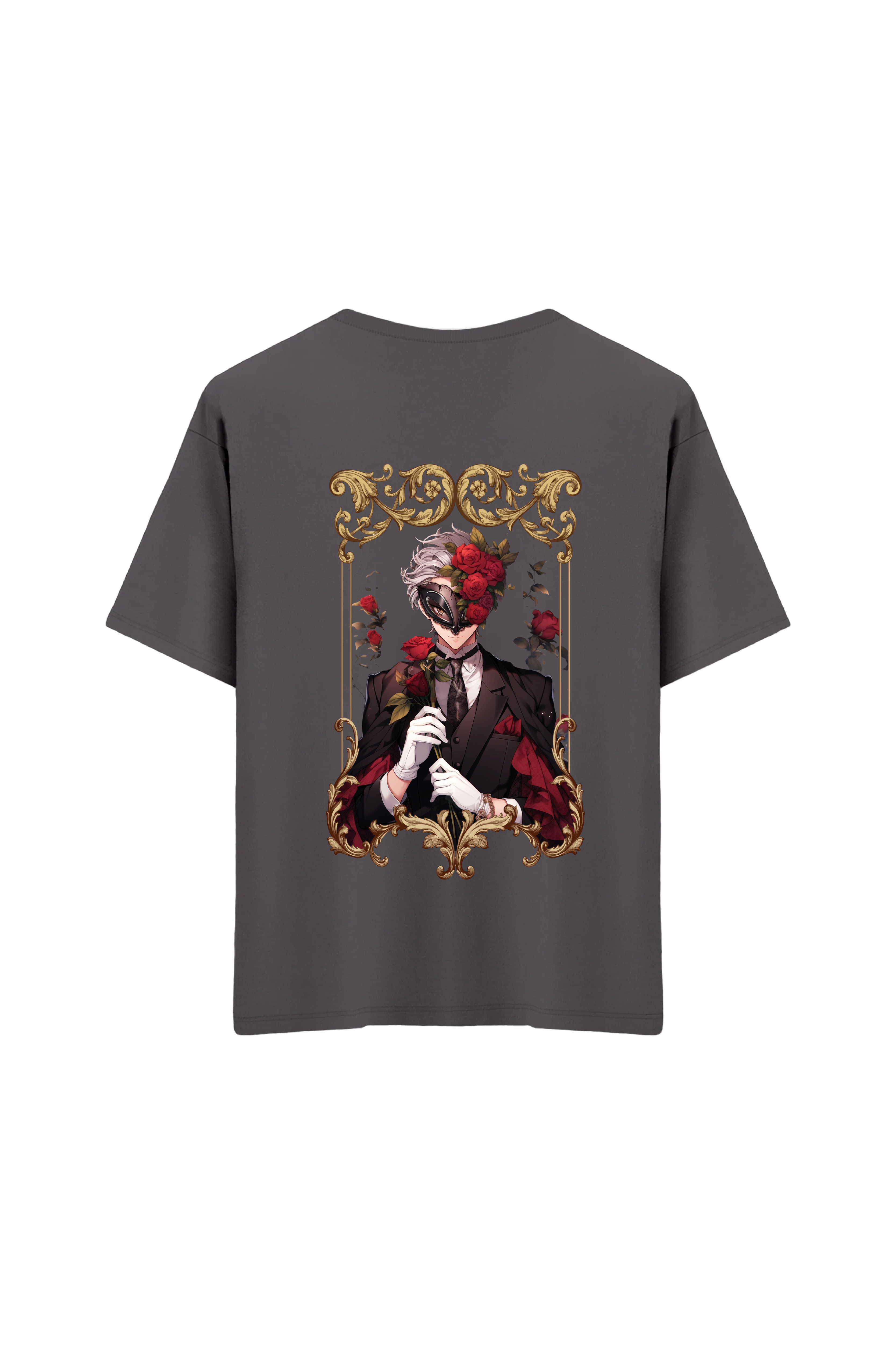 Oversize Unisex Bisiklet Yaka T-Shirt - ANTRASİT