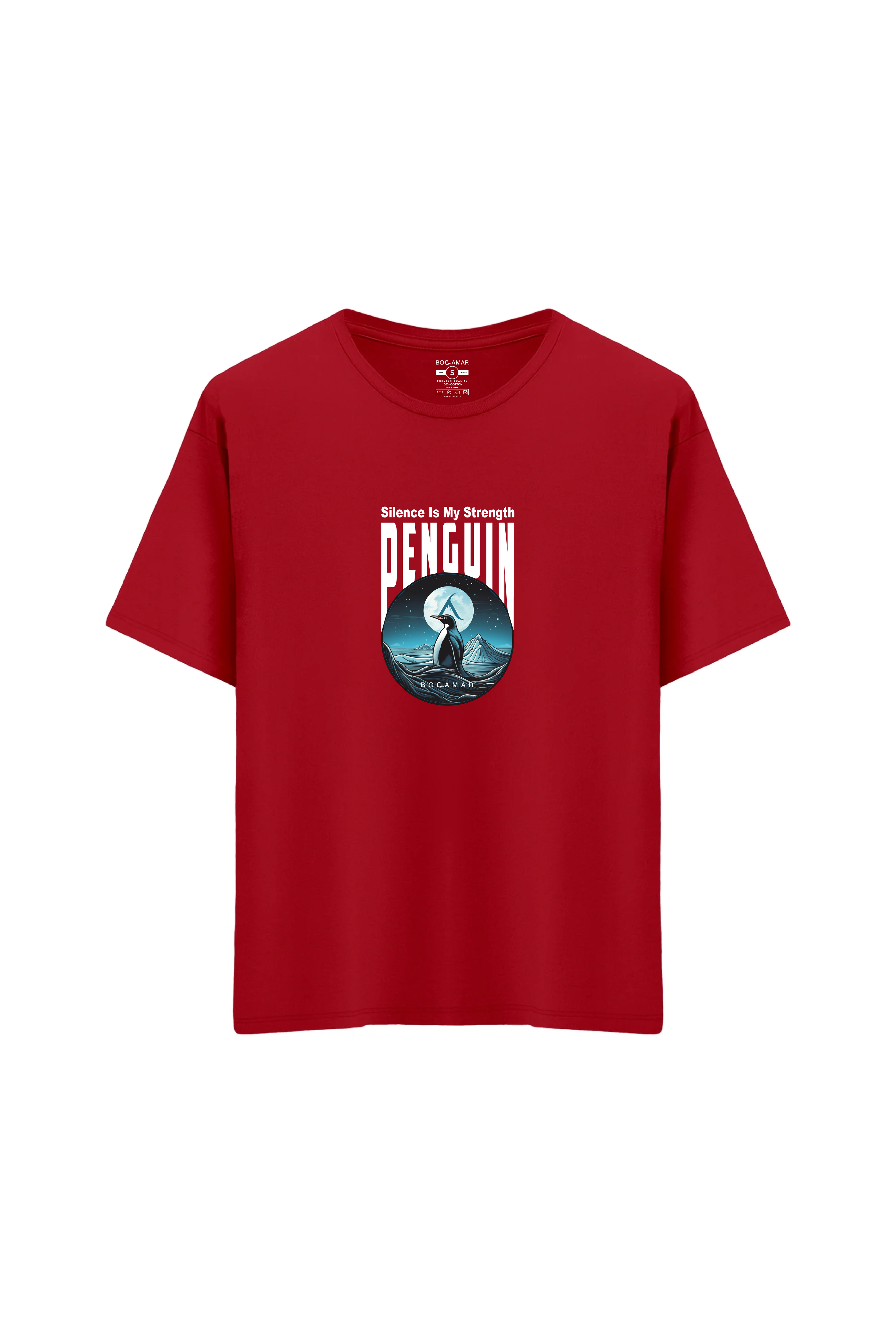 Oversize Unisex Bisiklet Yaka T-Shirt - KIRMIZI
