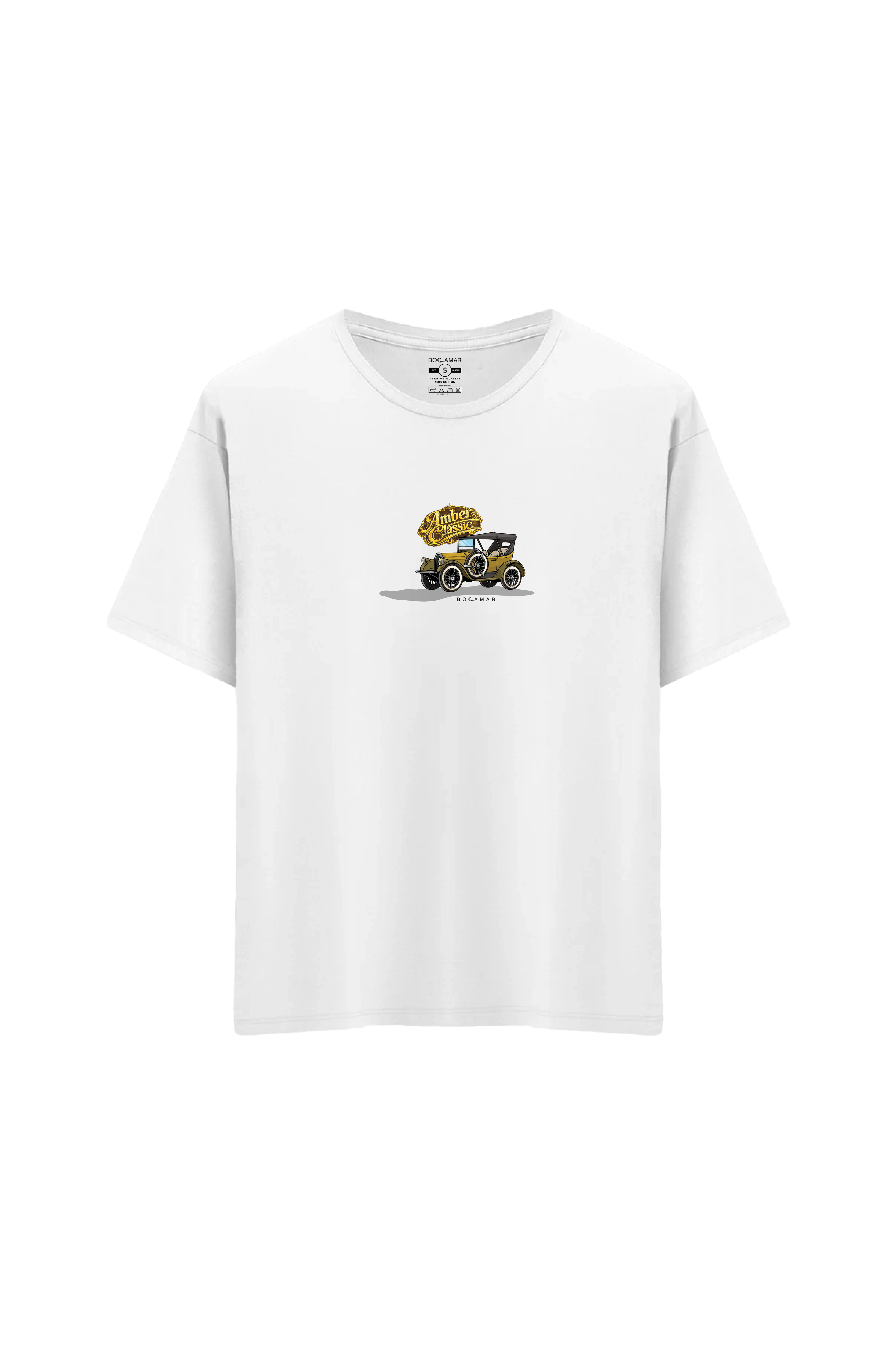 Oversize Unisex Bisiklet Yaka T-Shirt - BEYAZ
