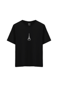 Eyfel Kulesi Baskılı Oversize Unisex Bisiklet Yaka T-Shirt