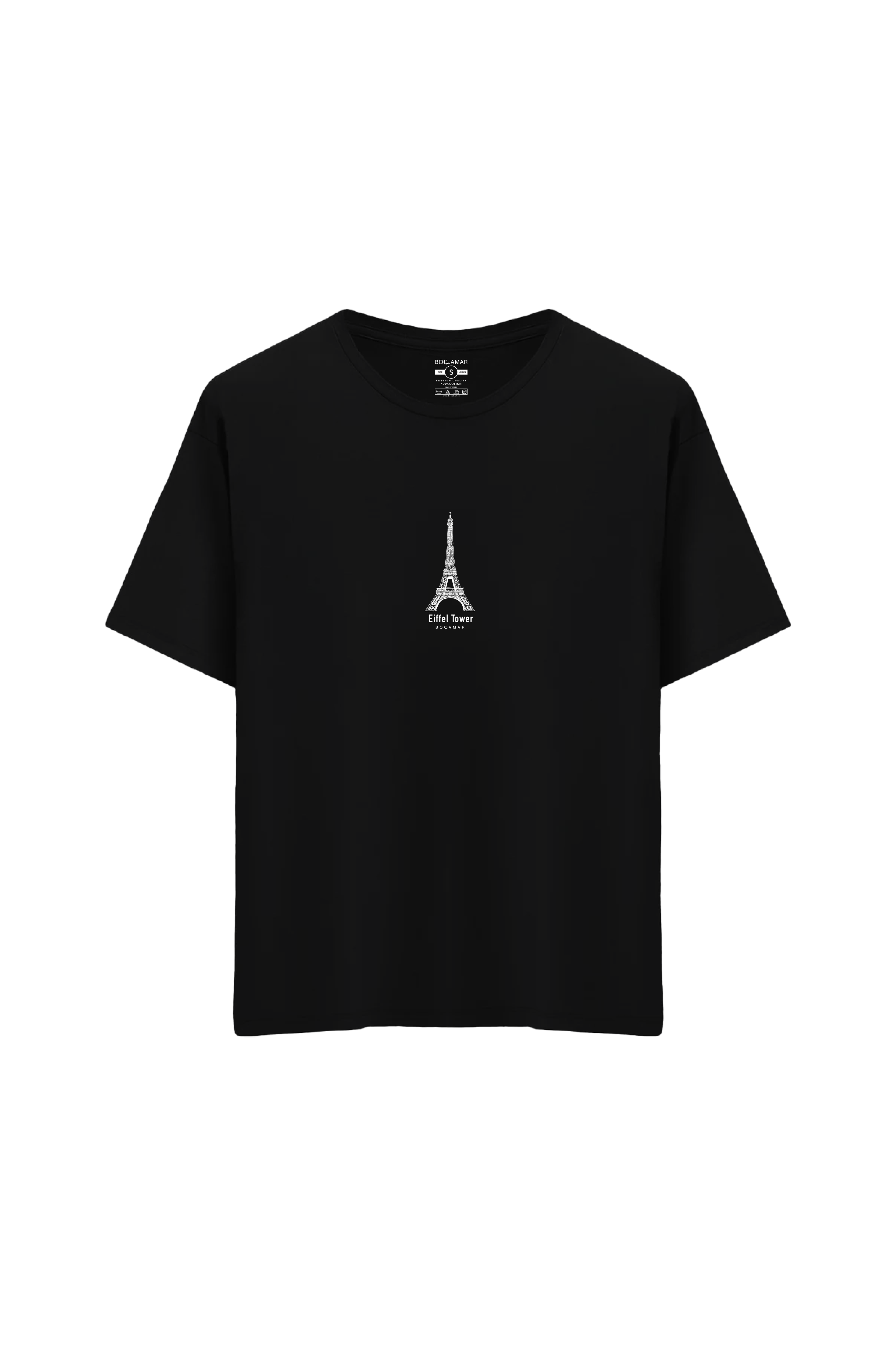 Eyfel Kulesi Baskılı Oversize Unisex Bisiklet Yaka T-Shirt