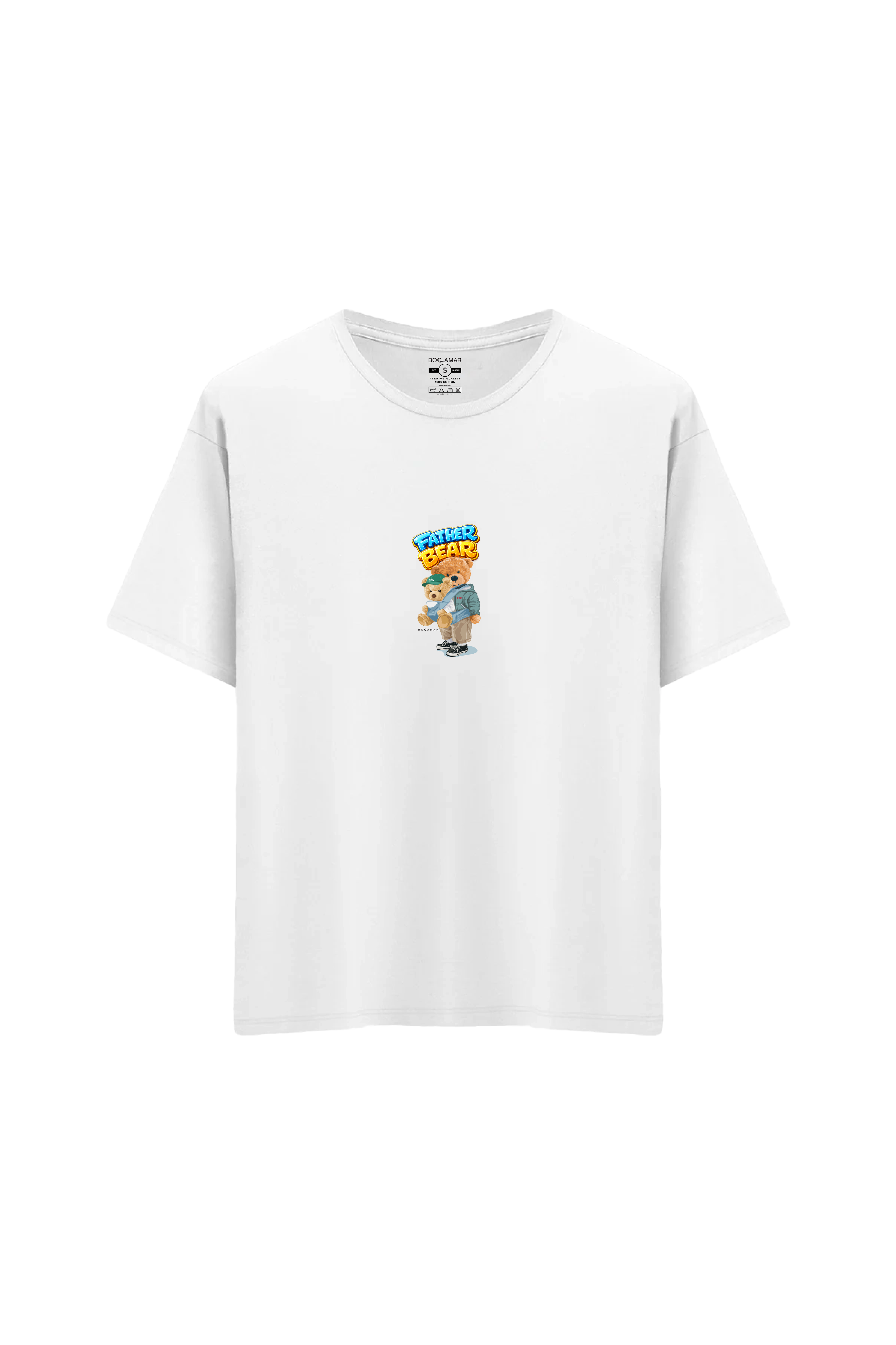 Oversize Unisex Bisiklet Yaka T-Shirt - BEYAZ