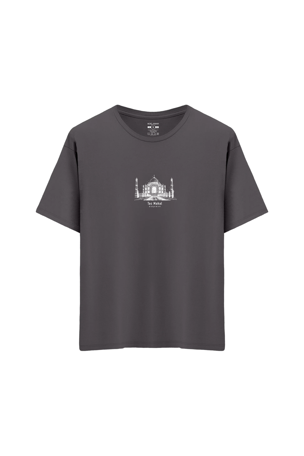 Oversize Unisex Bisiklet Yaka T-Shirt - ANTRASİT