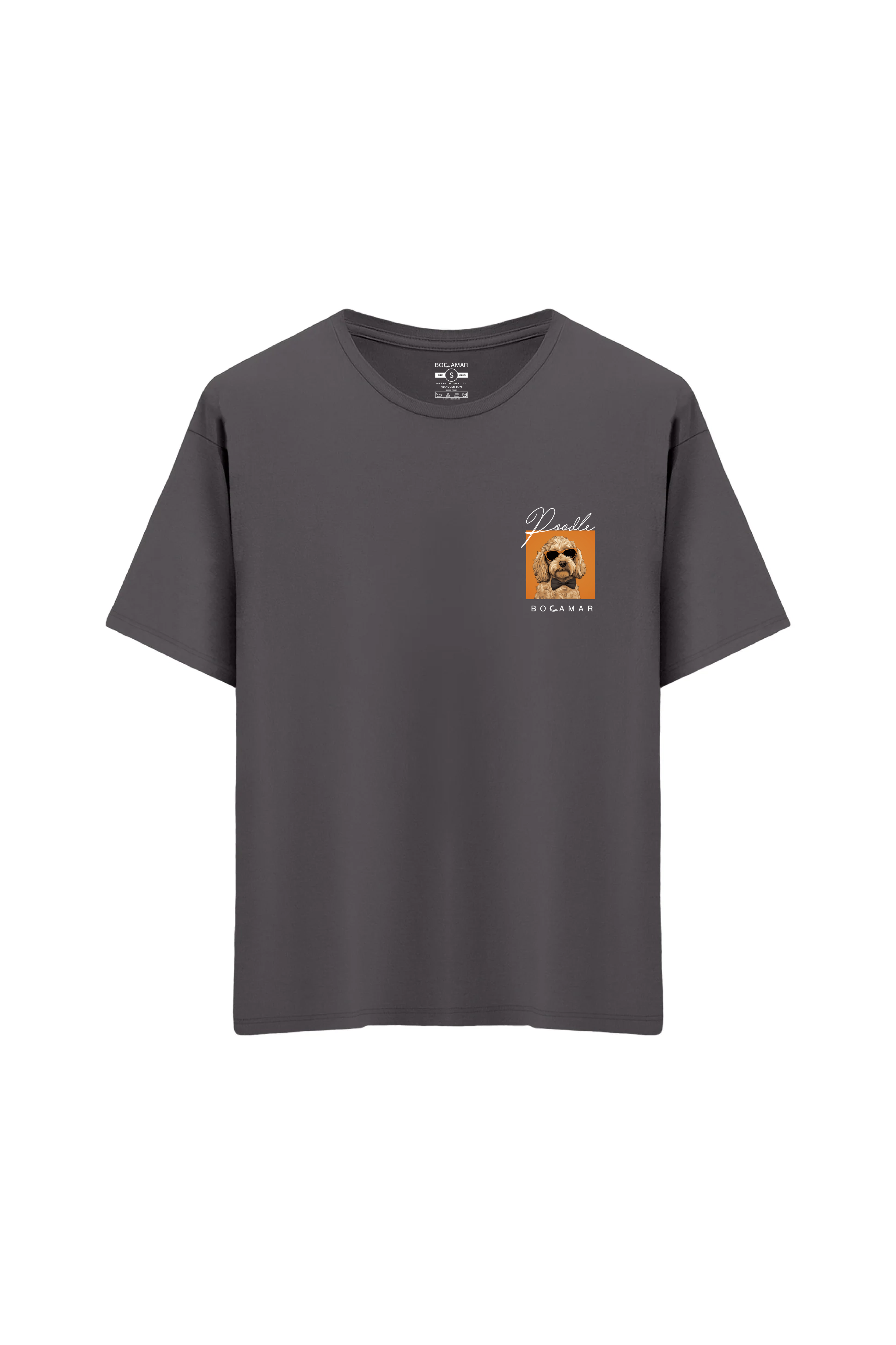 Oversize Unisex Bisiklet Yaka T-Shirt - ANTRASİT