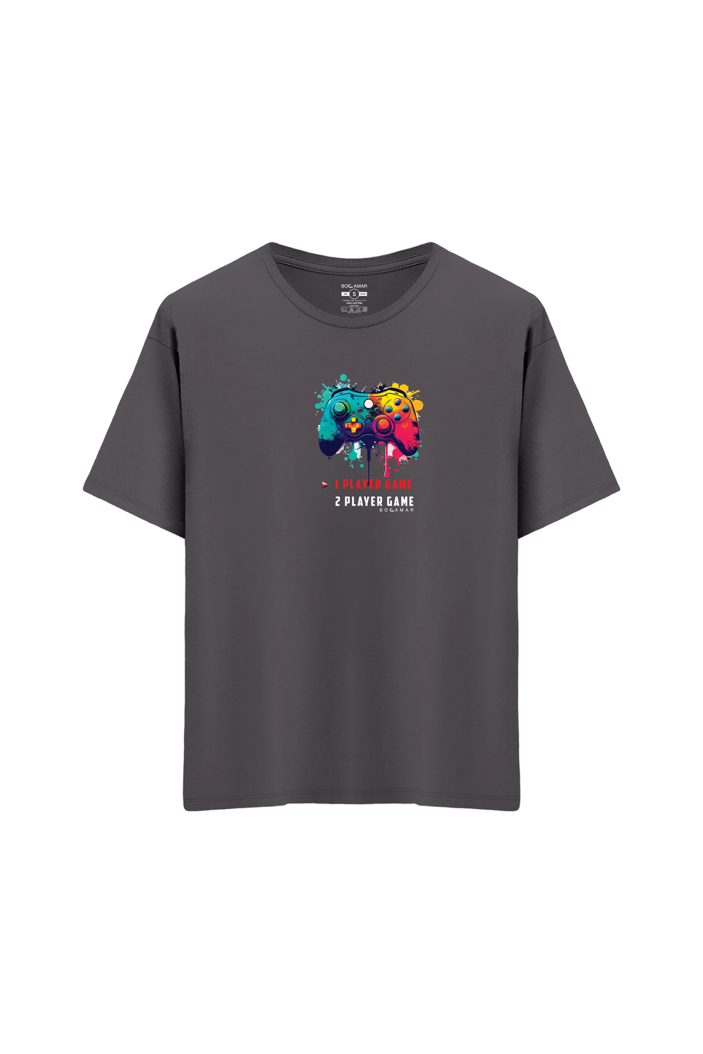 Oversize Unisex Bisiklet Yaka T-Shirt - ANTRASİT