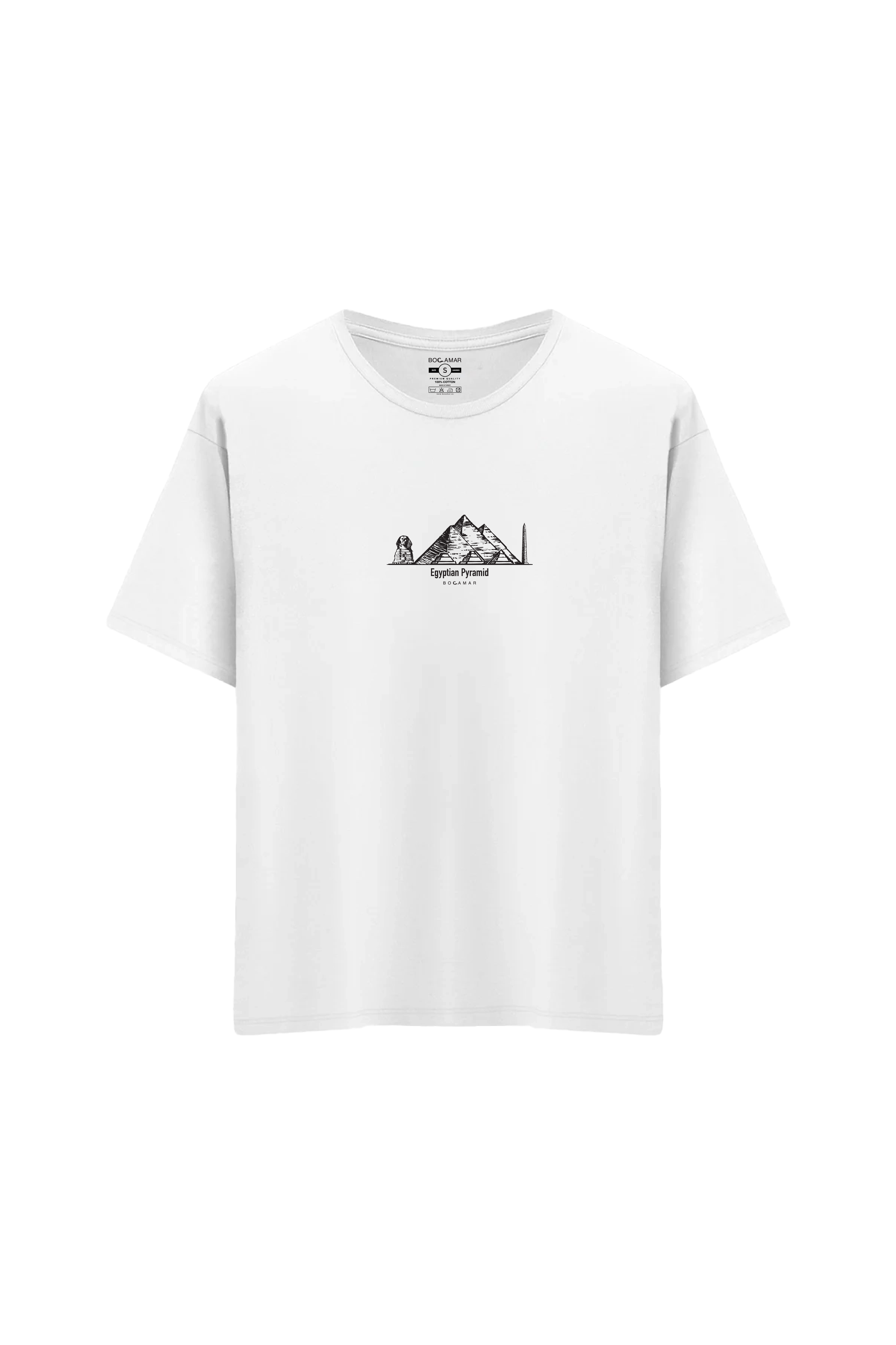 Oversize Unisex Bisiklet Yaka T-Shirt - BEYAZ