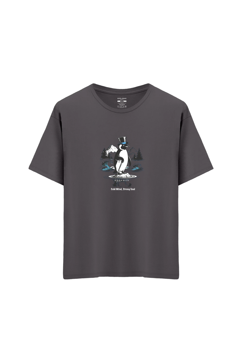Oversize Unisex Bisiklet Yaka T-Shirt - ANTRASİT