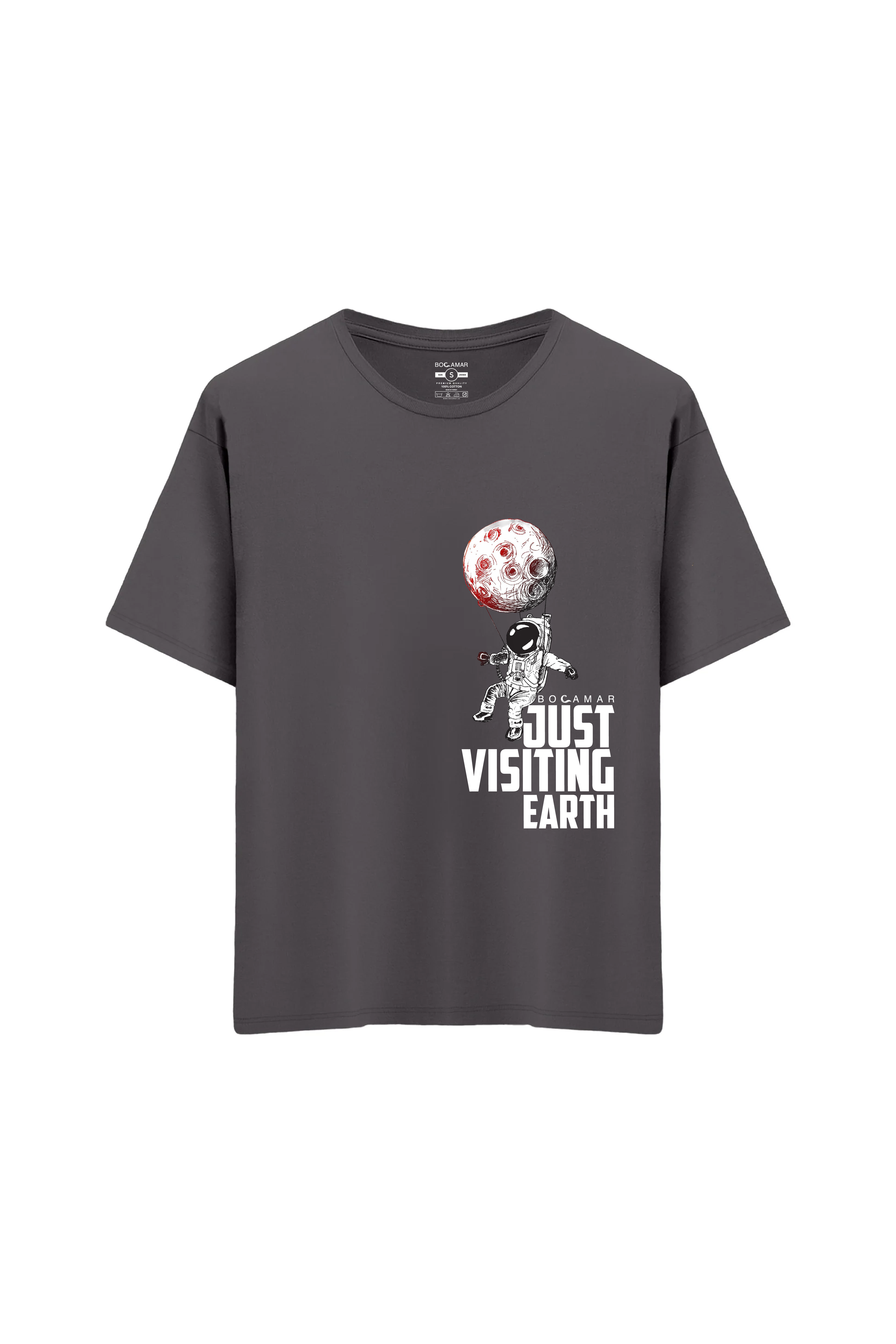 Oversize Unisex Bisiklet Yaka T-Shirt - ANTRASİT