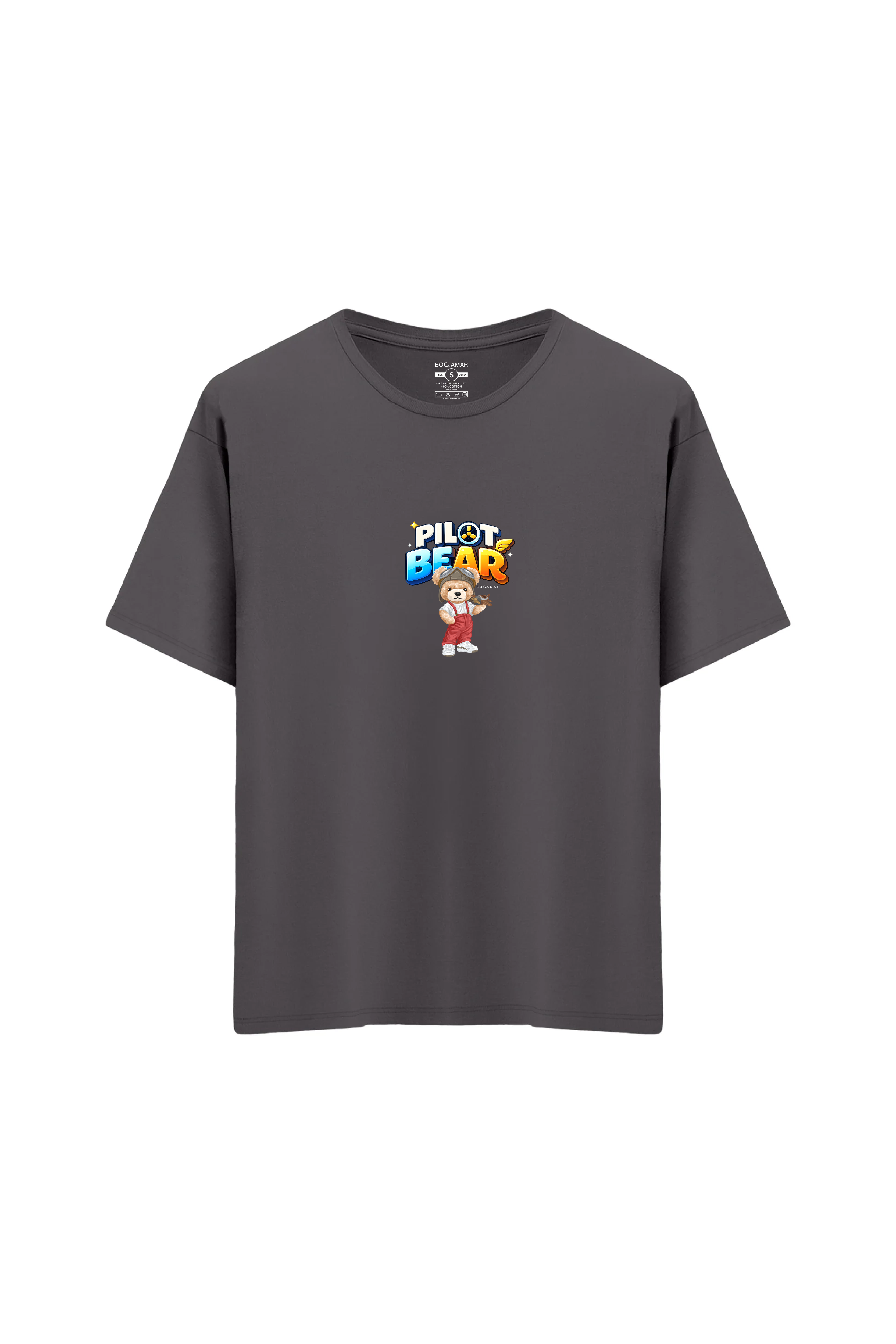 Oversize Unisex Bisiklet Yaka T-Shirt - ANTRASİT