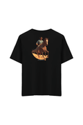Kovboy Baskılı Oversize Unisex Bisiklet Yaka T-Shirt - No.1