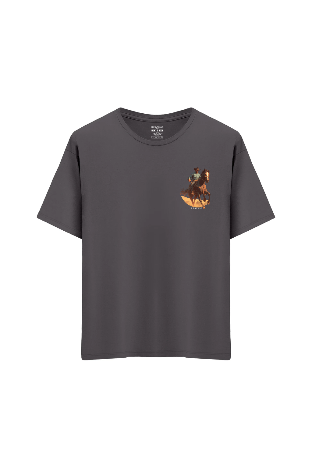 Oversize Unisex Bisiklet Yaka T-Shirt - ANTRASİT