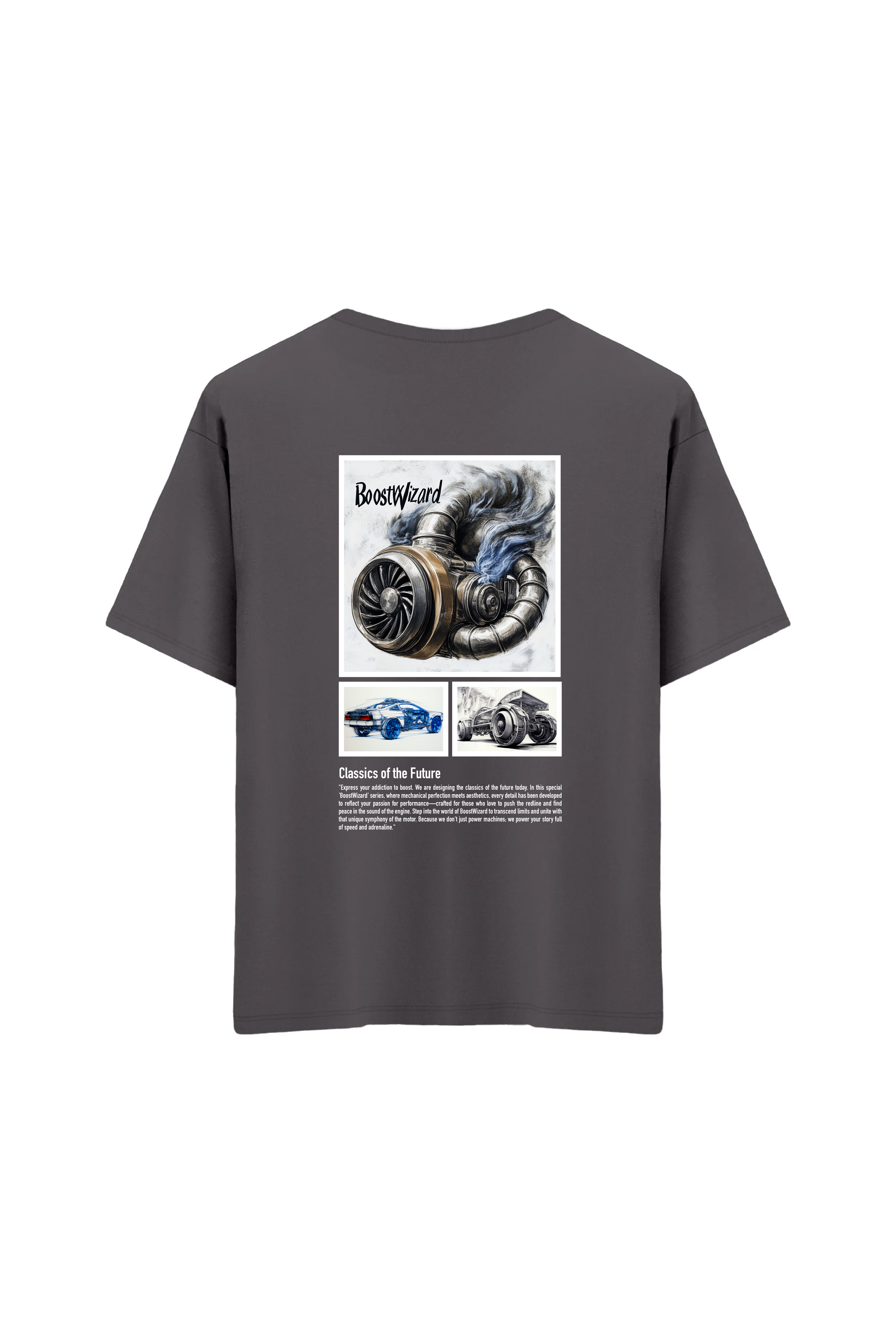 Oversize Unisex Bisiklet Yaka T-Shirt - ANTRASİT