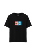Hamburger Baskılı Oversize Unisex Bisiklet Yaka T-Shirt