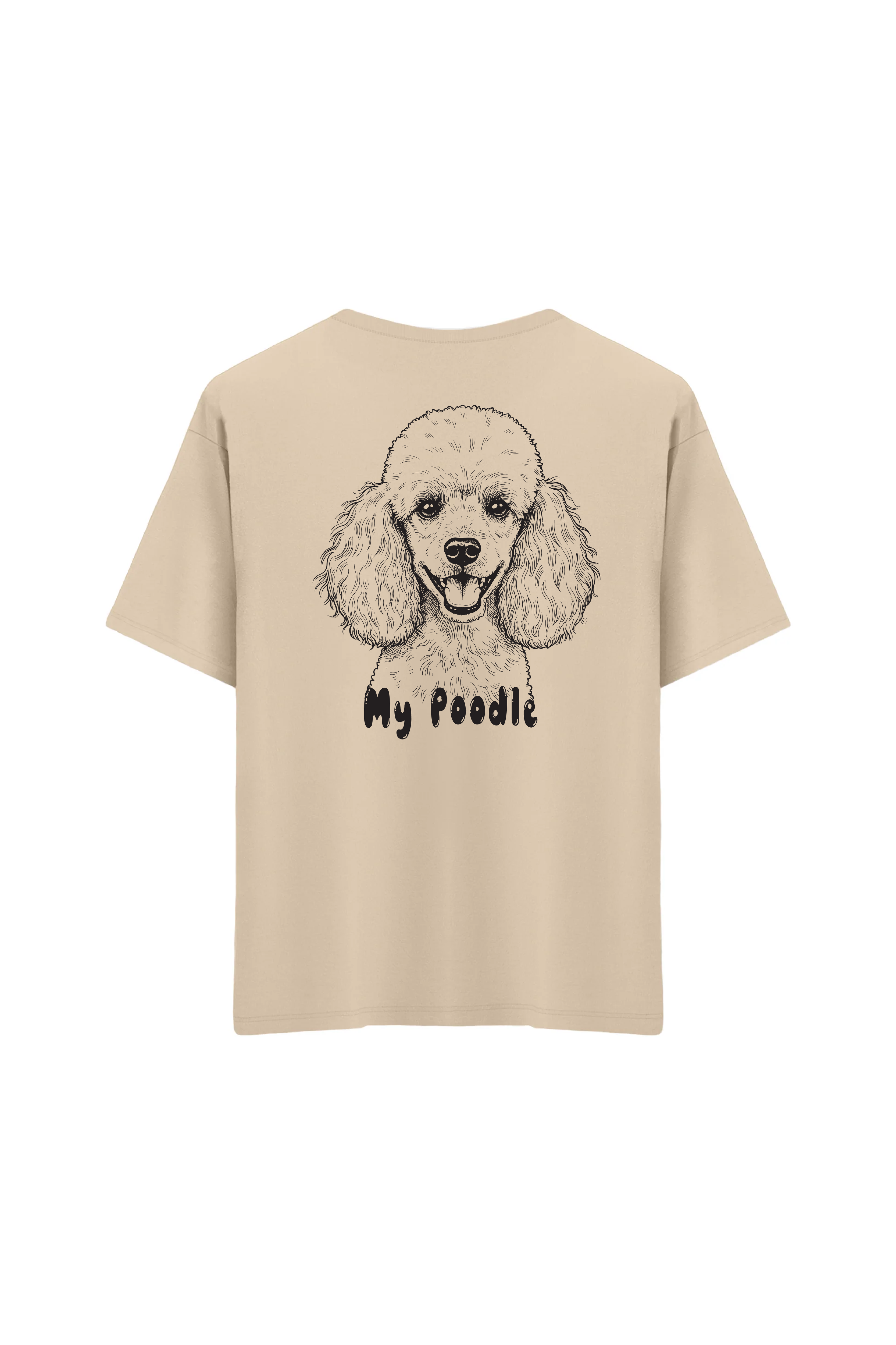 Oversize Unisex Bisiklet Yaka T-Shirt - KREM