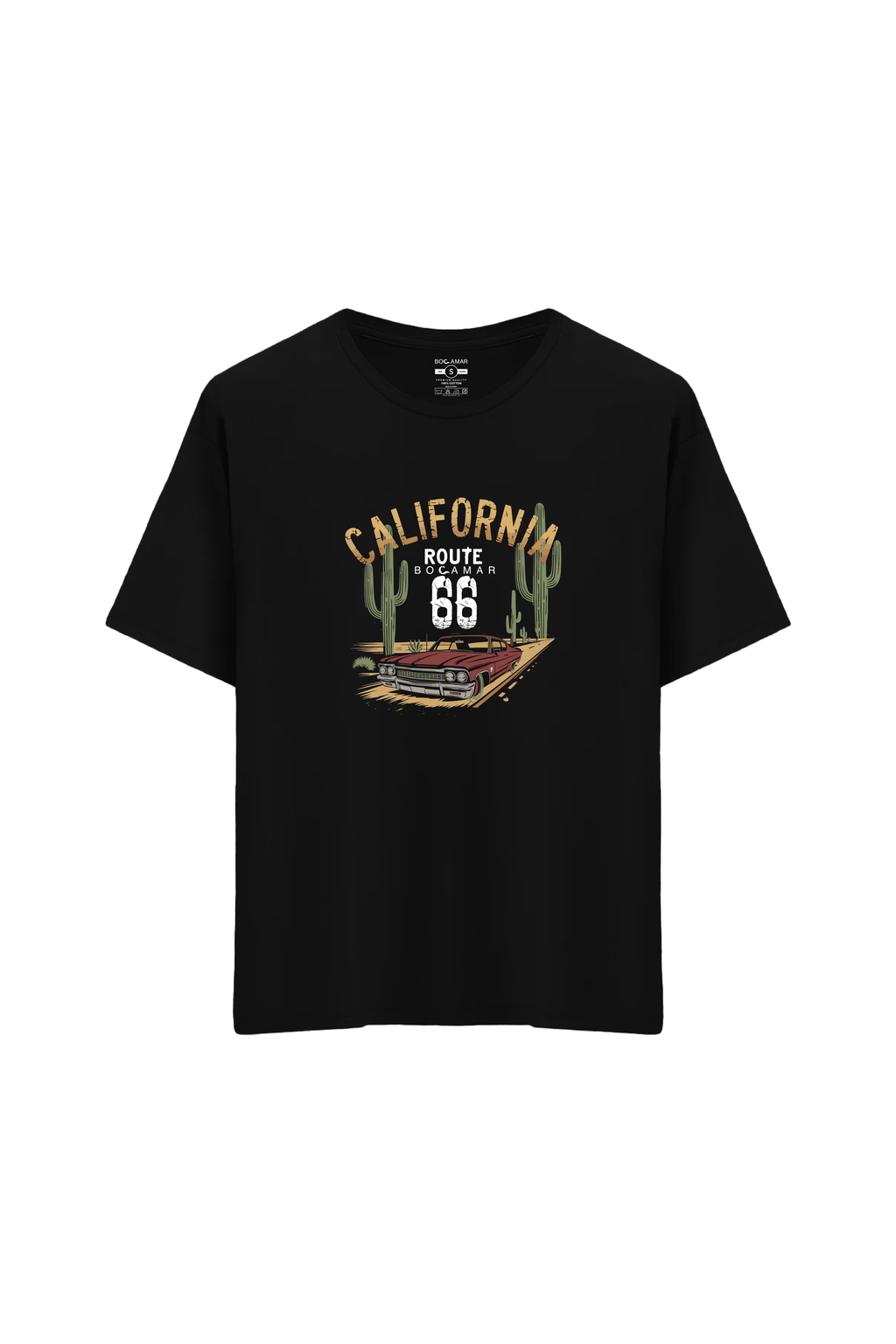 Klasik Araba Baskılı Oversize Unisex Bisiklet Yaka T-Shirt - No.7