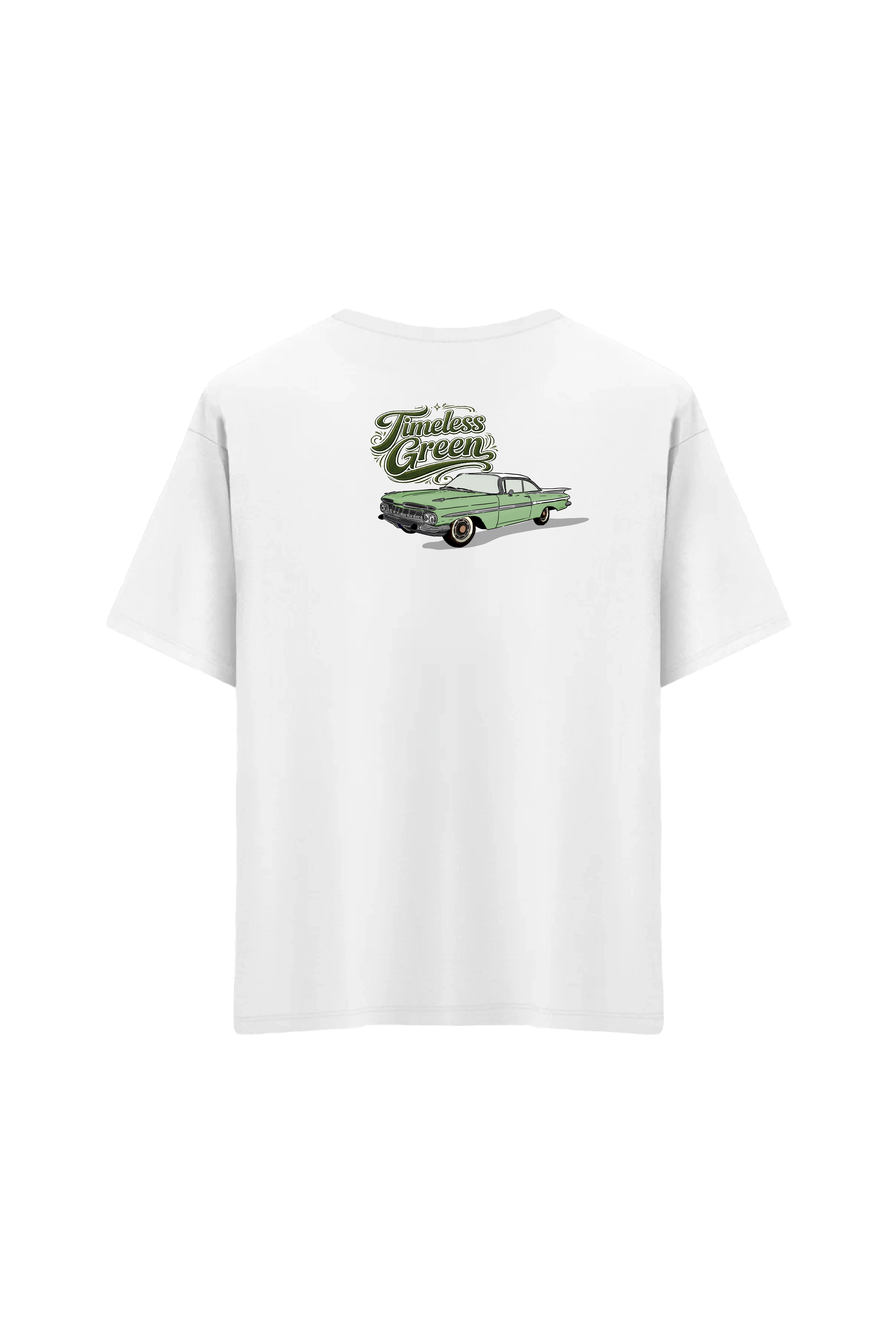 Oversize Unisex Bisiklet Yaka T-Shirt - BEYAZ