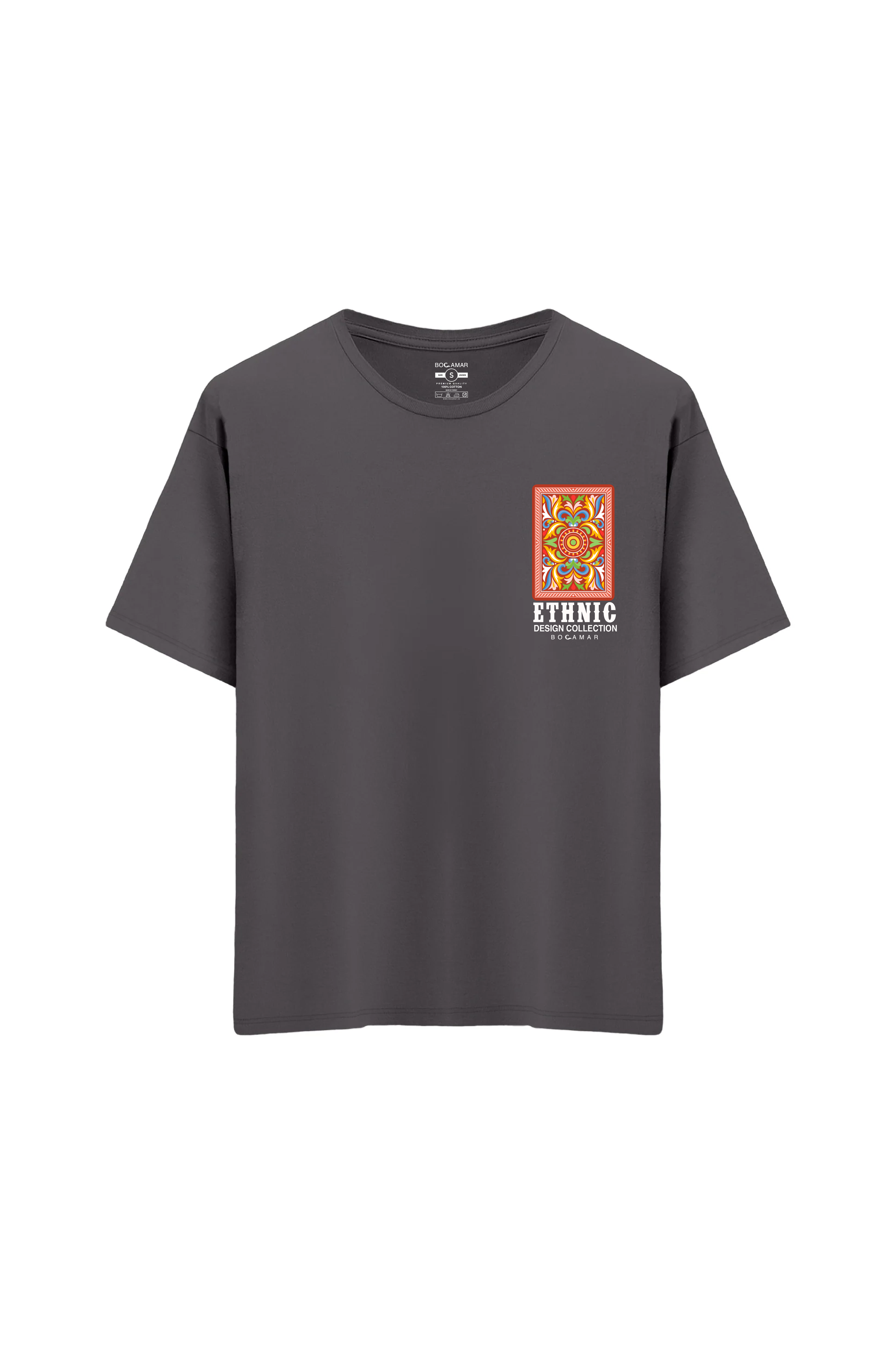 Oversize Unisex Bisiklet Yaka T-Shirt - ANTRASİT