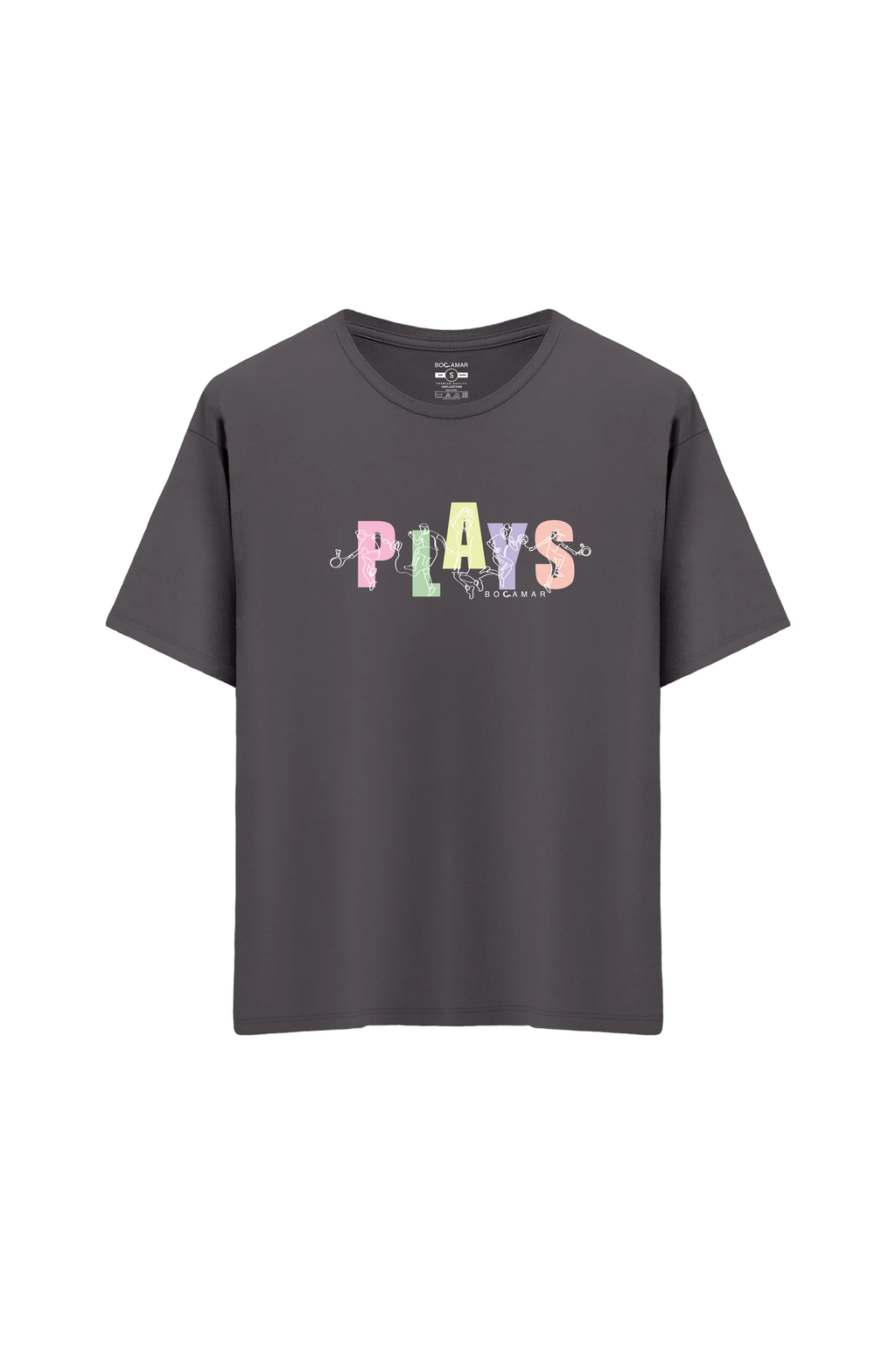 Oversize Unisex Bisiklet Yaka T-Shirt - ANTRASİT