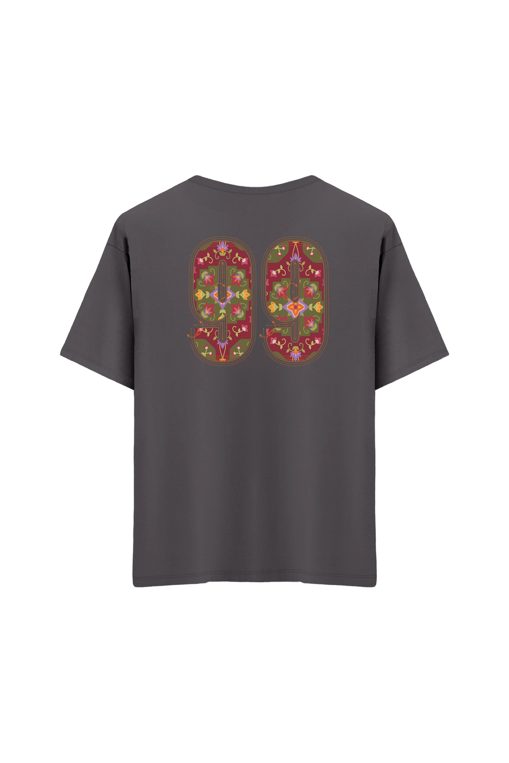 Oversize Unisex Bisiklet Yaka T-Shirt - ANTRASİT