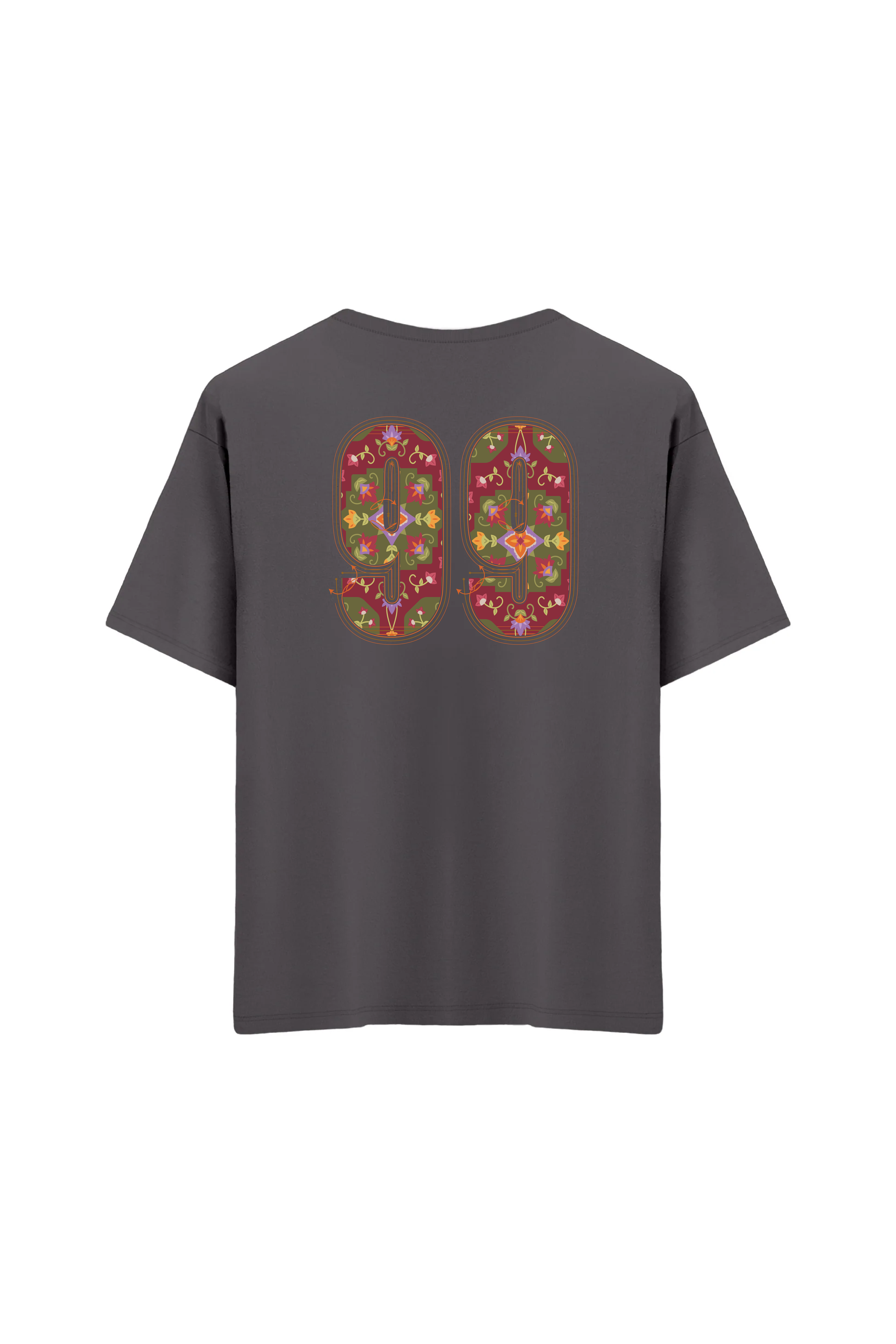 Oversize Unisex Bisiklet Yaka T-Shirt - ANTRASİT