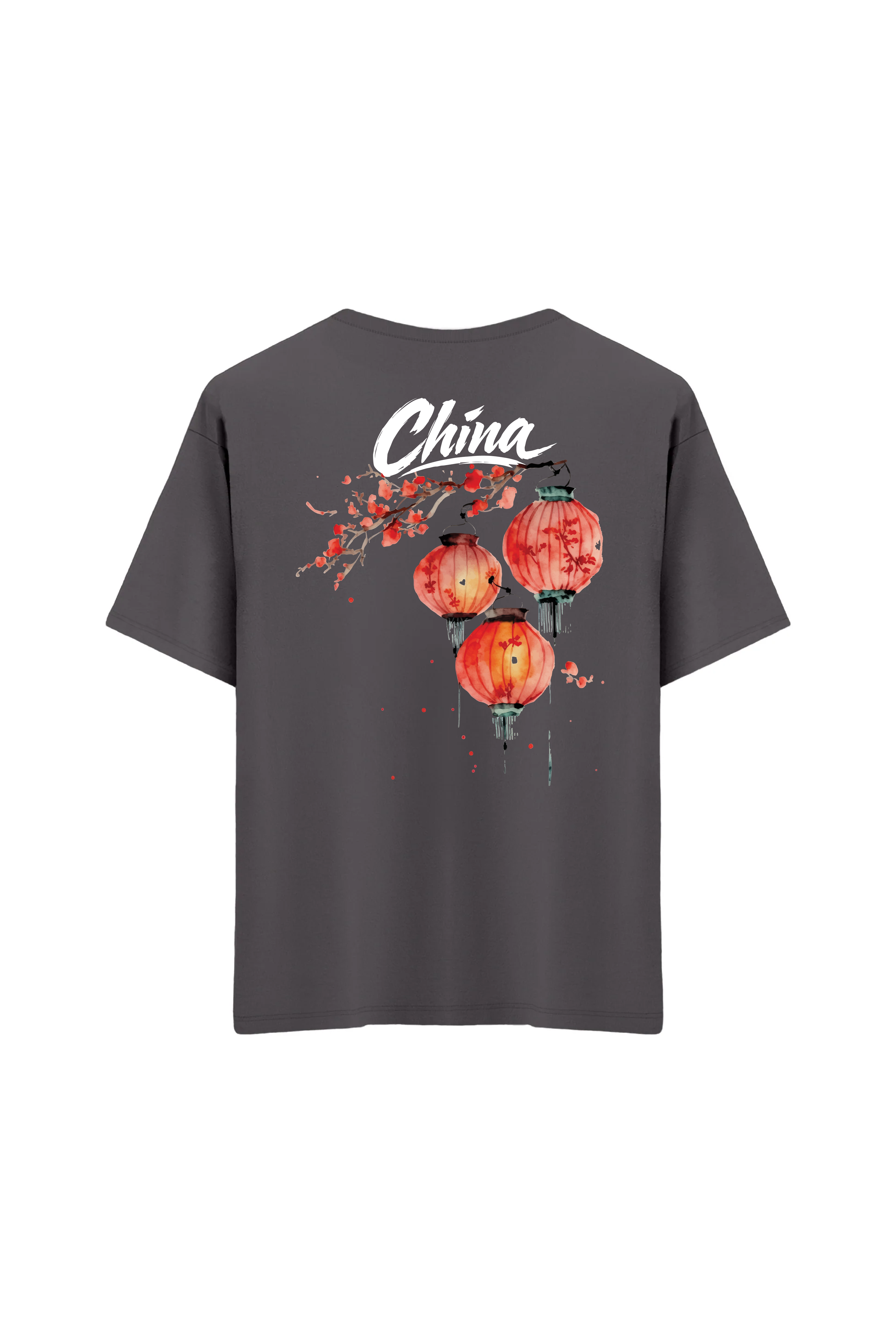 Oversize Unisex Bisiklet Yaka T-Shirt - ANTRASİT