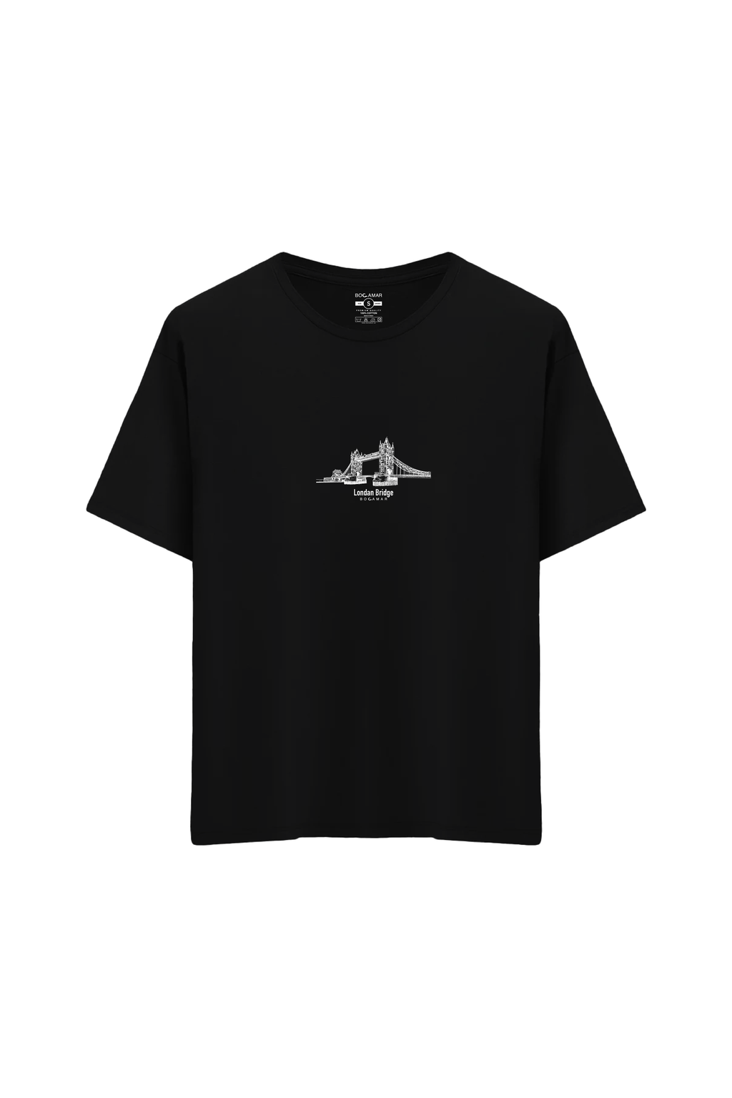 Londra Köprüsü Baskılı Oversize Unisex Bisiklet Yaka T-Shirt