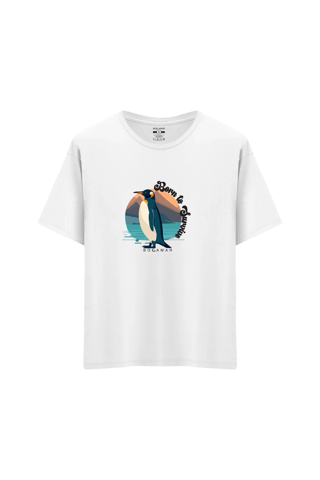 Oversize Unisex Bisiklet Yaka T-Shirt - BEYAZ