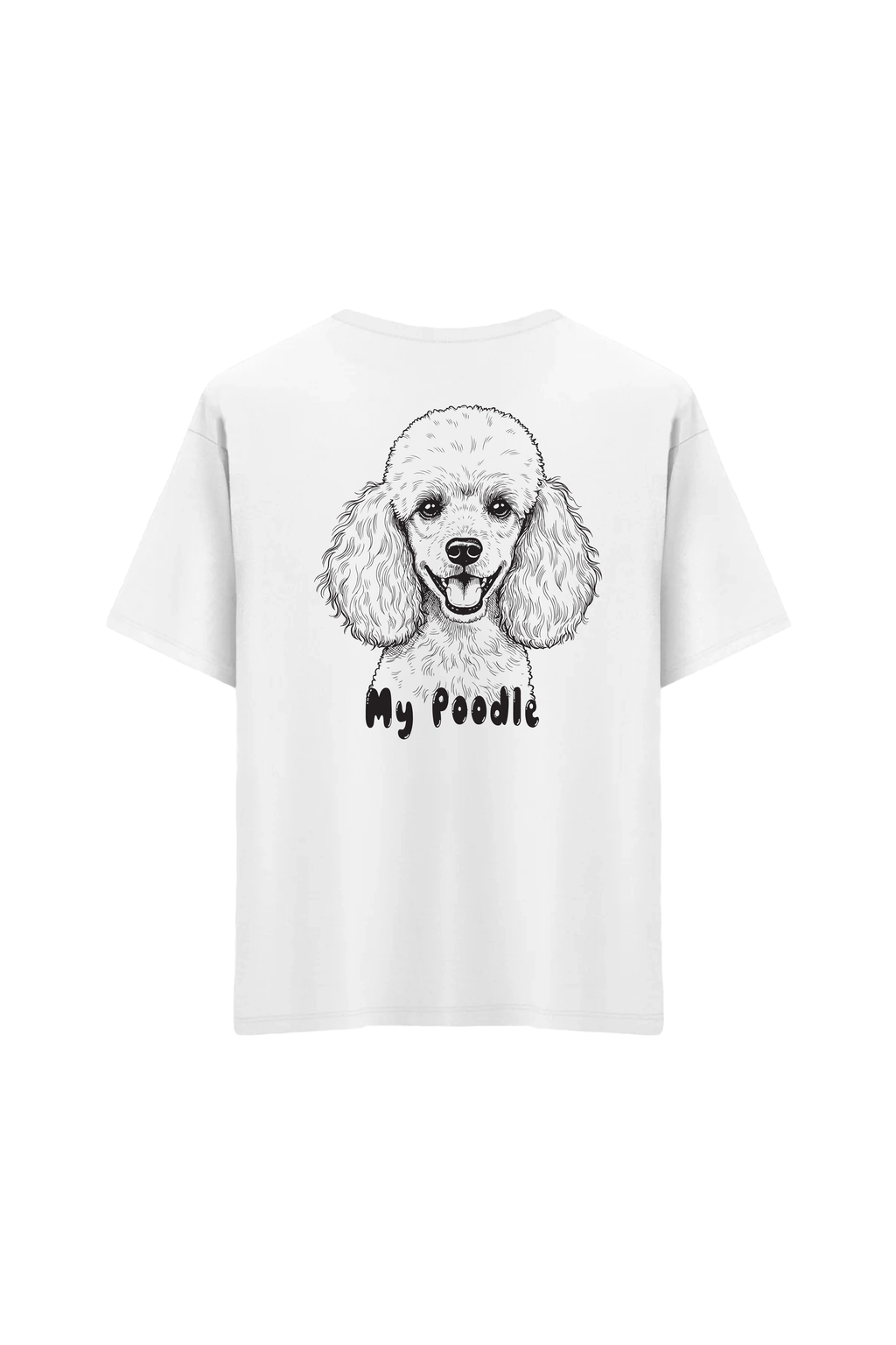 Oversize Unisex Bisiklet Yaka T-Shirt - BEYAZ