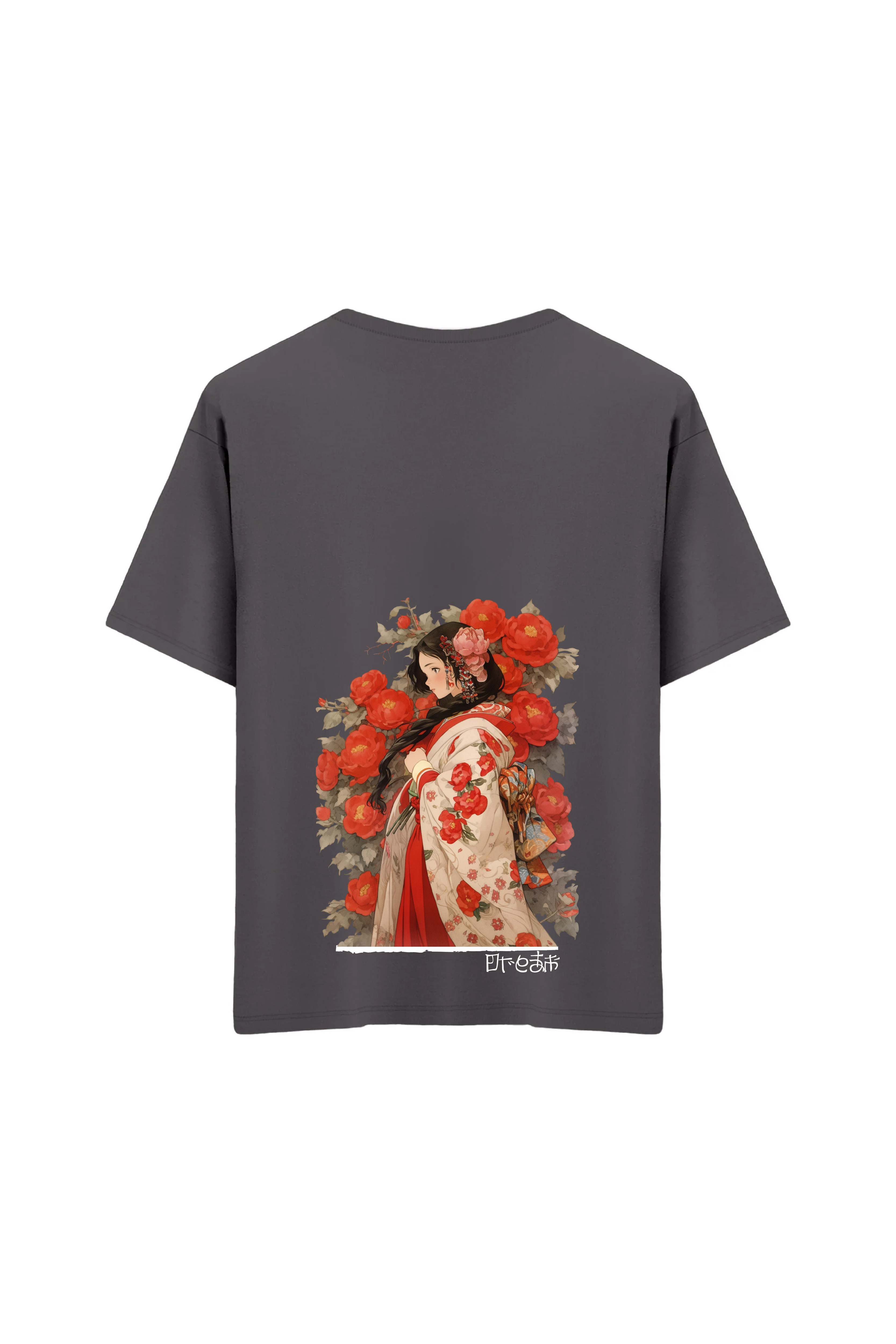 Oversize Unisex Bisiklet Yaka T-Shirt - ANTRASİT