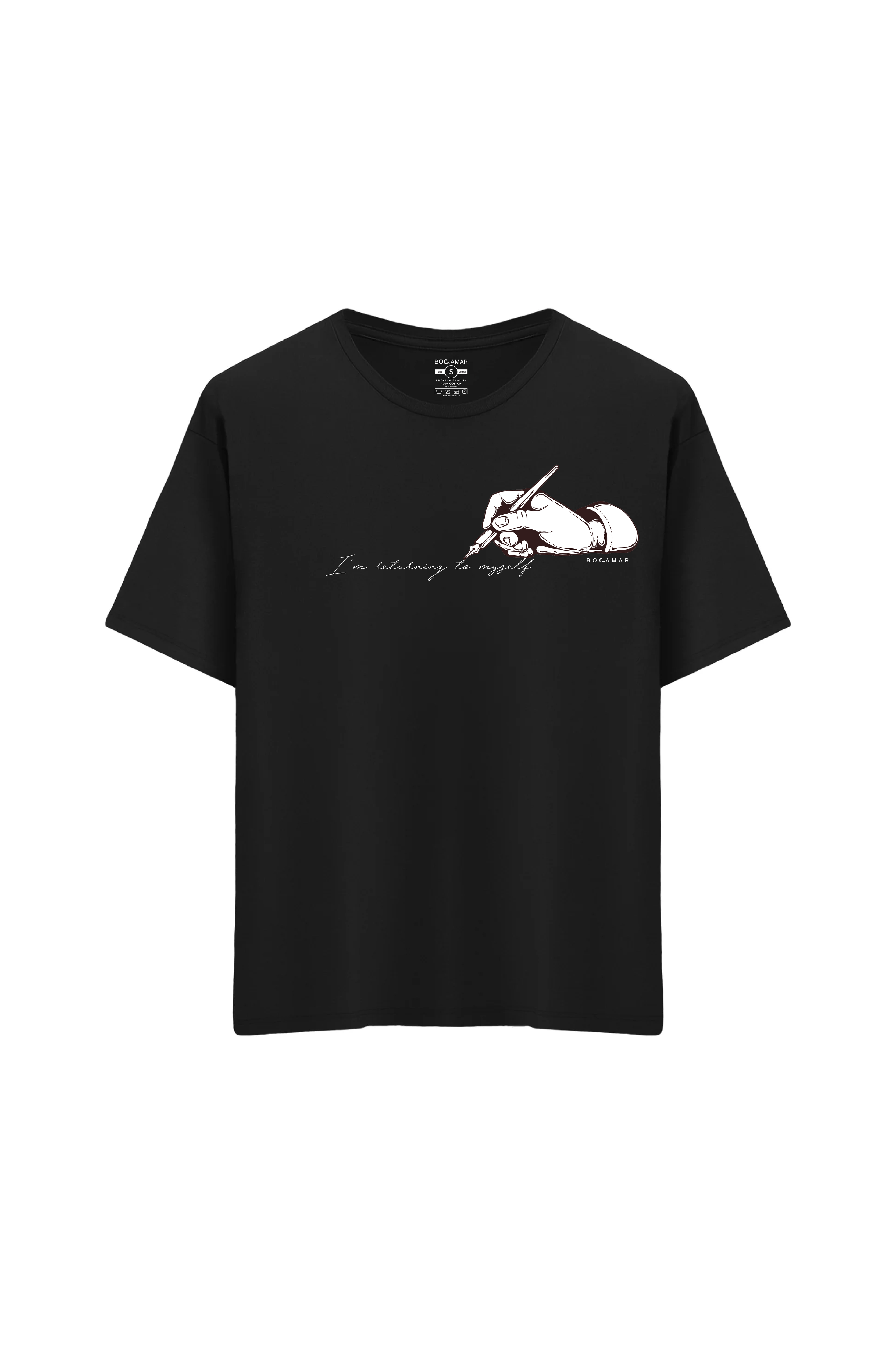 Oversize Unisex Bisiklet Yaka T-Shirt - SİYAH