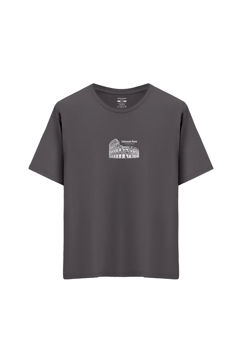 Oversize Unisex Bisiklet Yaka T-Shirt - ANTRASİT